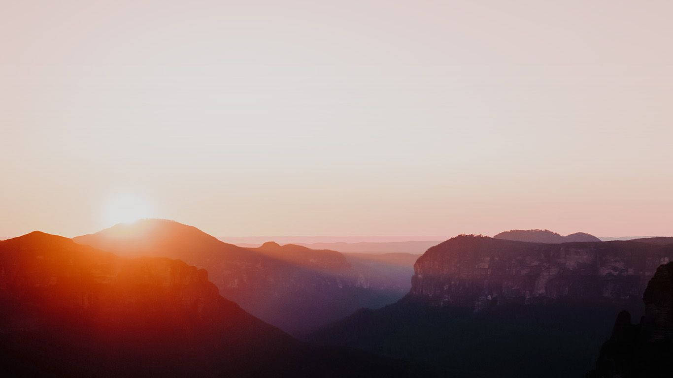 Sunset, rugged mountain peaks, warm orange, HD Desktop Wallpaper