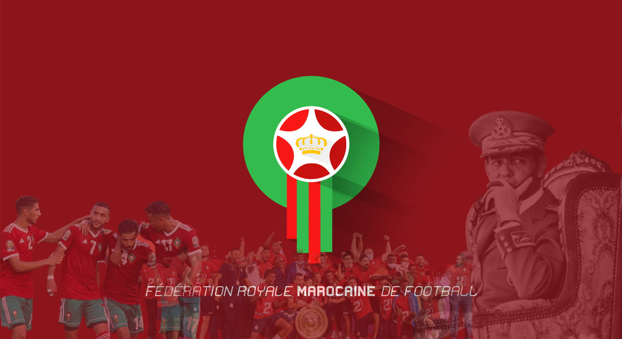Morocco National Football Team, red uniforms, crowned soccer ball logo, Full HD Desktop Wallpaper