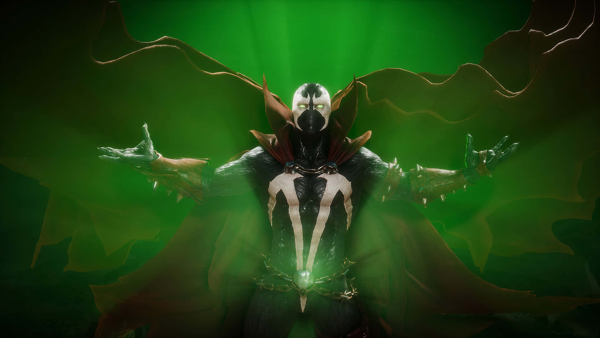 Spawn, Mortal Kombat 11, glowing green eyes, Full HD Desktop Wallpaper