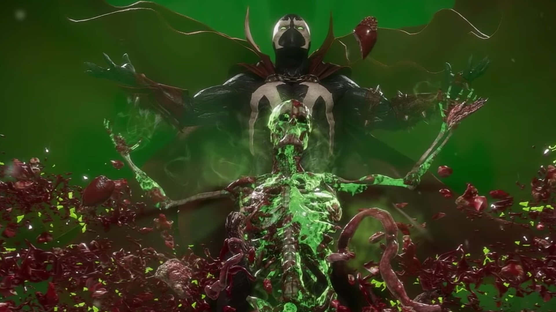 Mortal Kombat 11, Spawn, glowing green veins, Full HD Desktop Wallpaper