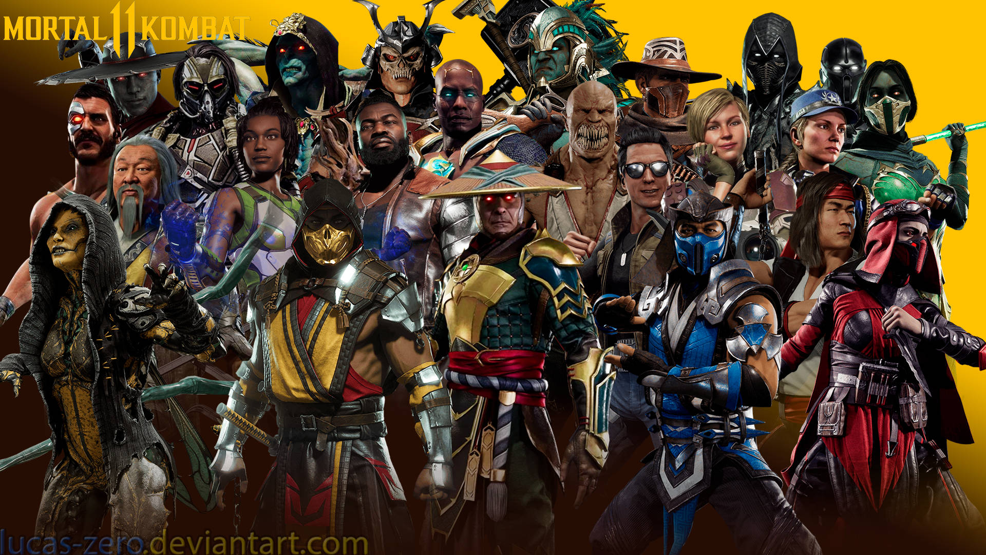 Mortal Kombat 11, fighters, dynamic poses, Full HD Desktop Wallpaper