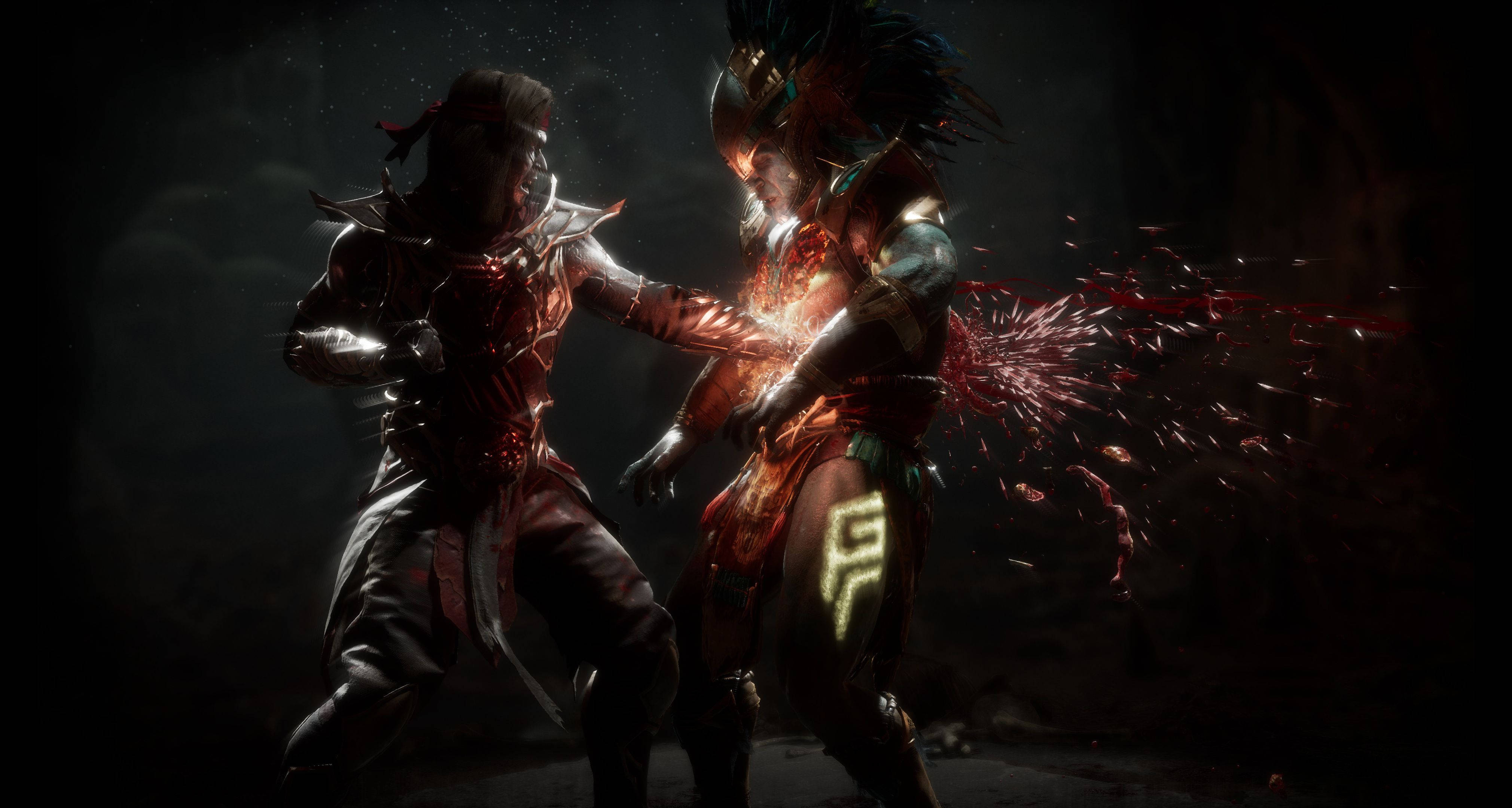 Mortal Kombat 11, bloody fight, armored fighters, 4K Desktop Wallpaper