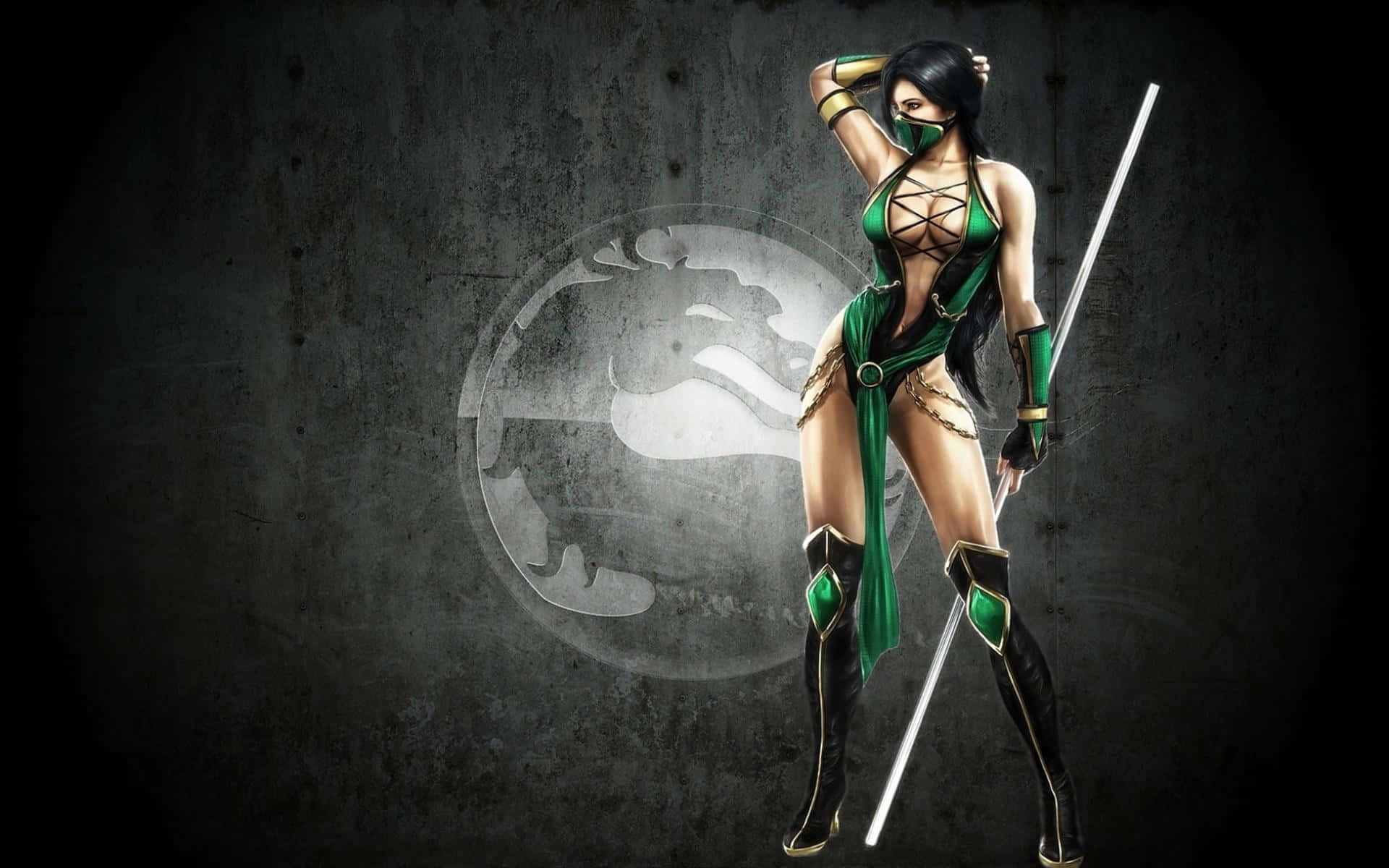 Mortal Kombat, female fighter, green and black armor, Full HD Desktop Wallpaper