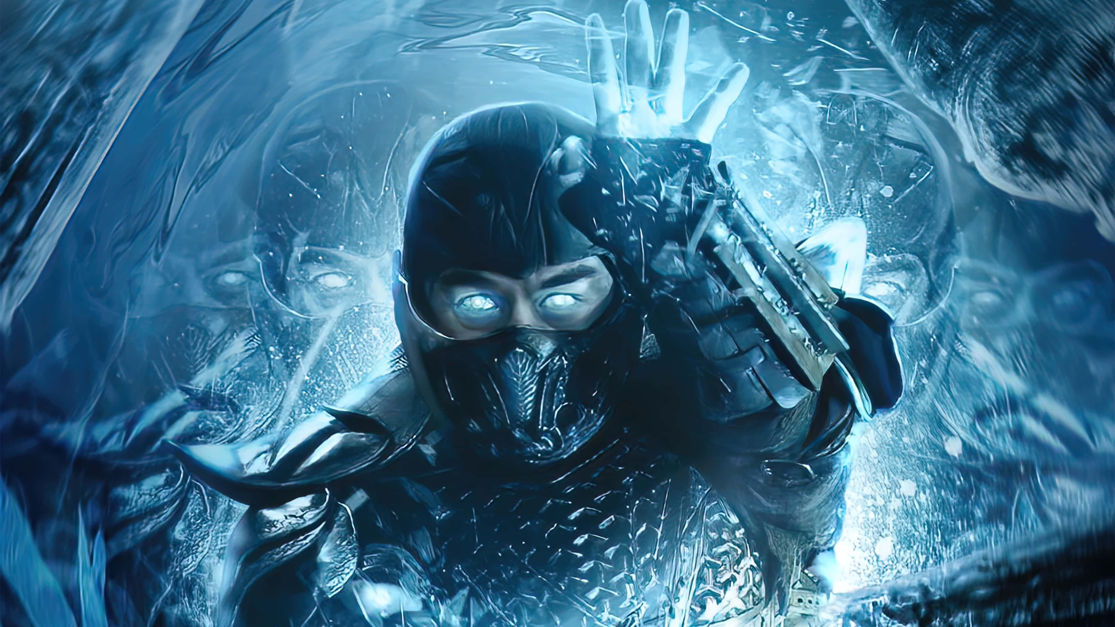 Mortal Kombat 2021, blue costume, sword, 4K Desktop Wallpaper