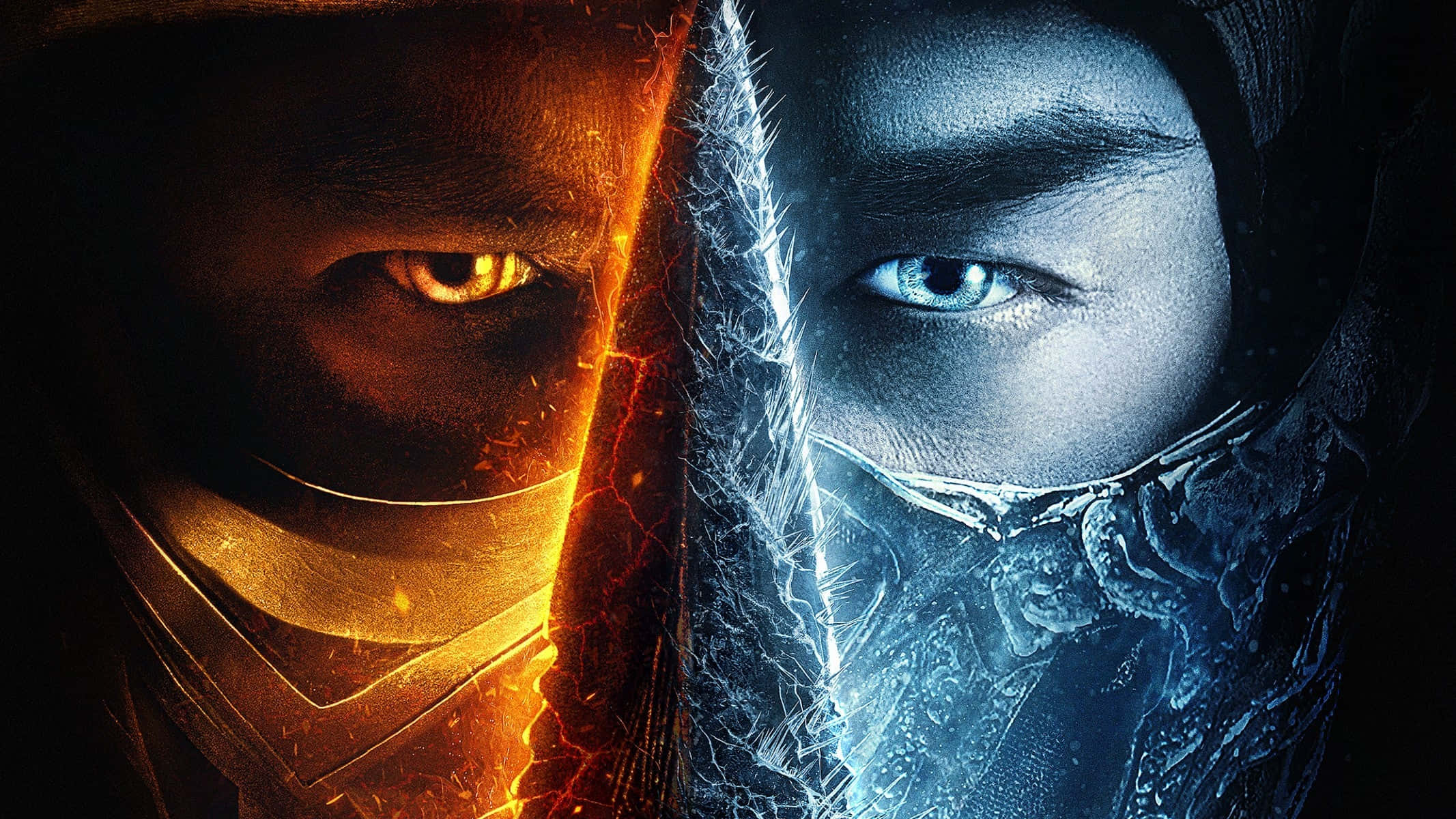 Mortal Kombat 2021, glowing orange, icy blue, Full HD Desktop Wallpaper