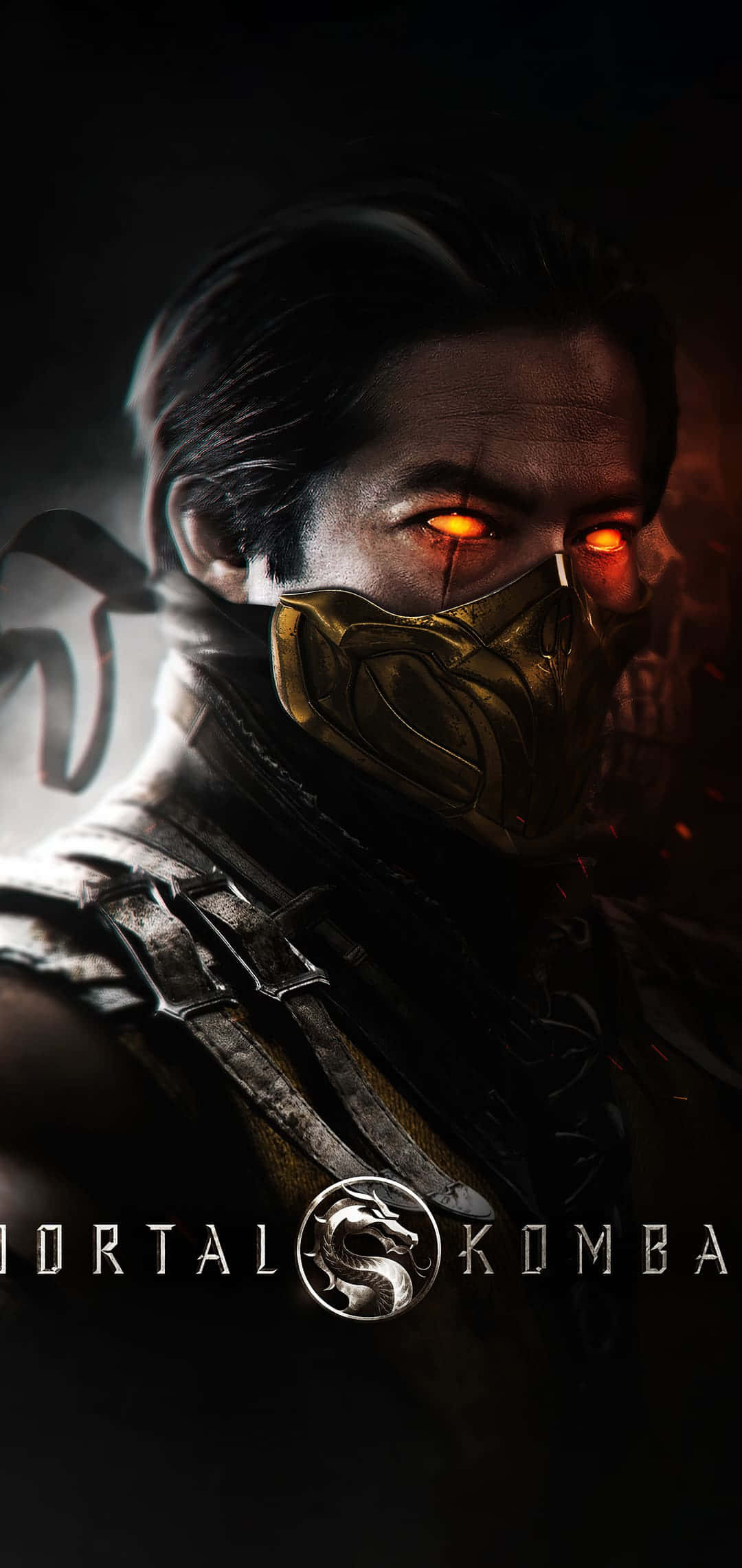 Mortal Kombat 2021, masked warrior, glowing orange eyes, Full HD Phone Wallpaper