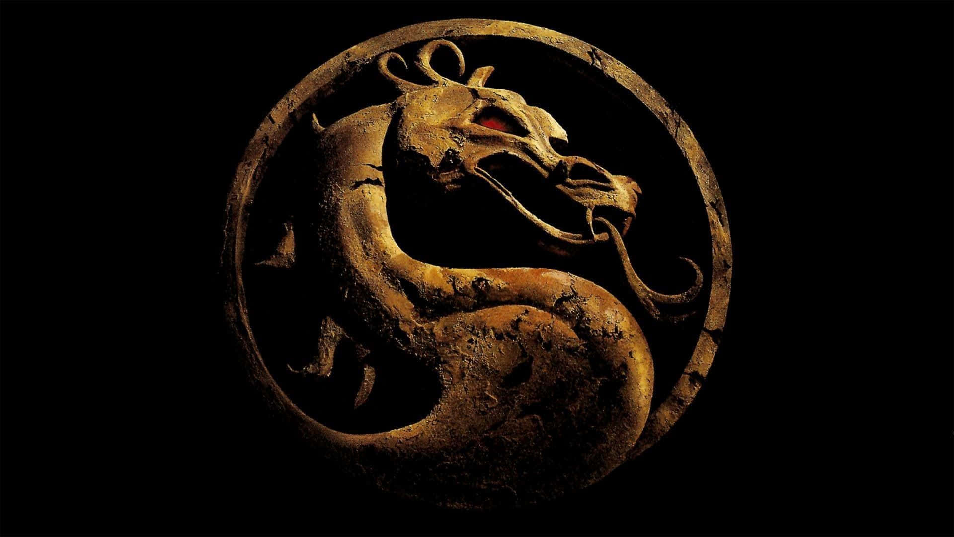 Mortal Kombat 2021, golden dragon emblem, glowing red eyes, Full HD Desktop Wallpaper