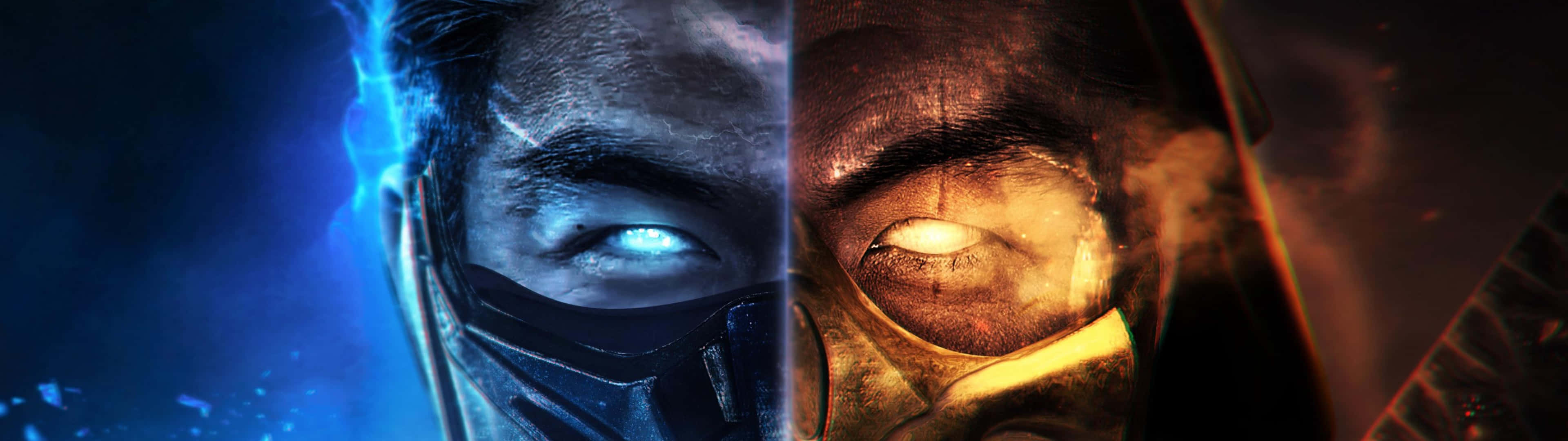 Mortal Kombat 2021, masked fighters, glowing blue eyes, 4K Desktop Wallpaper