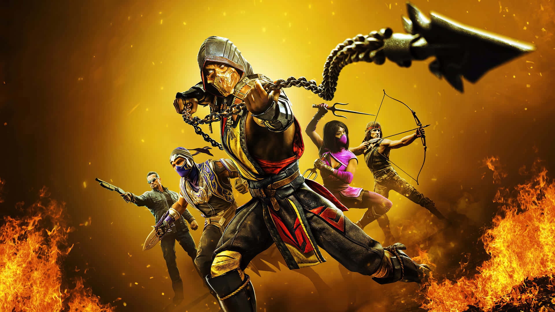 Mortal Kombat 2021, fierce fighters, combat stances, Full HD Desktop Wallpaper