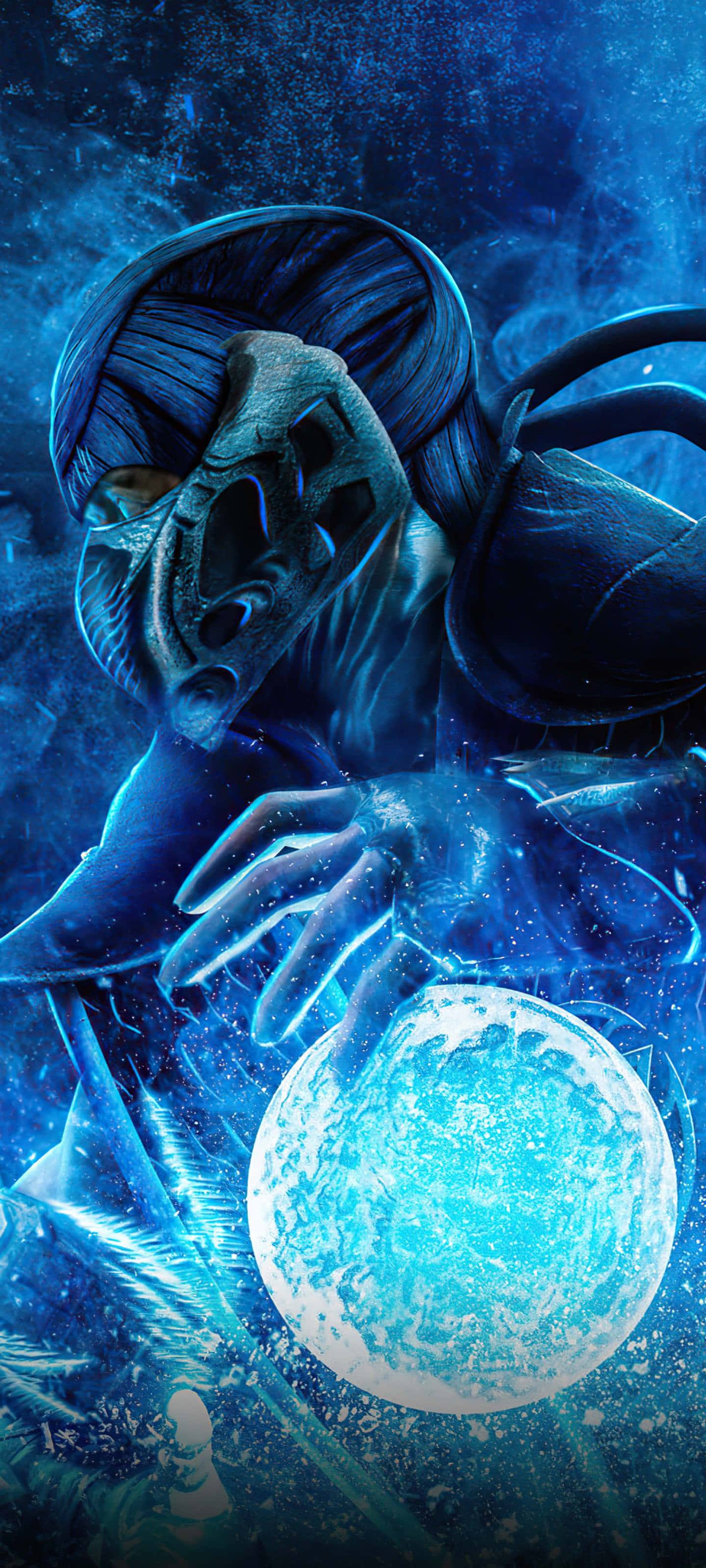 Mortal Kombat 2021, glowing blue orb, swirling cosmic energy, 2K Phone Wallpaper