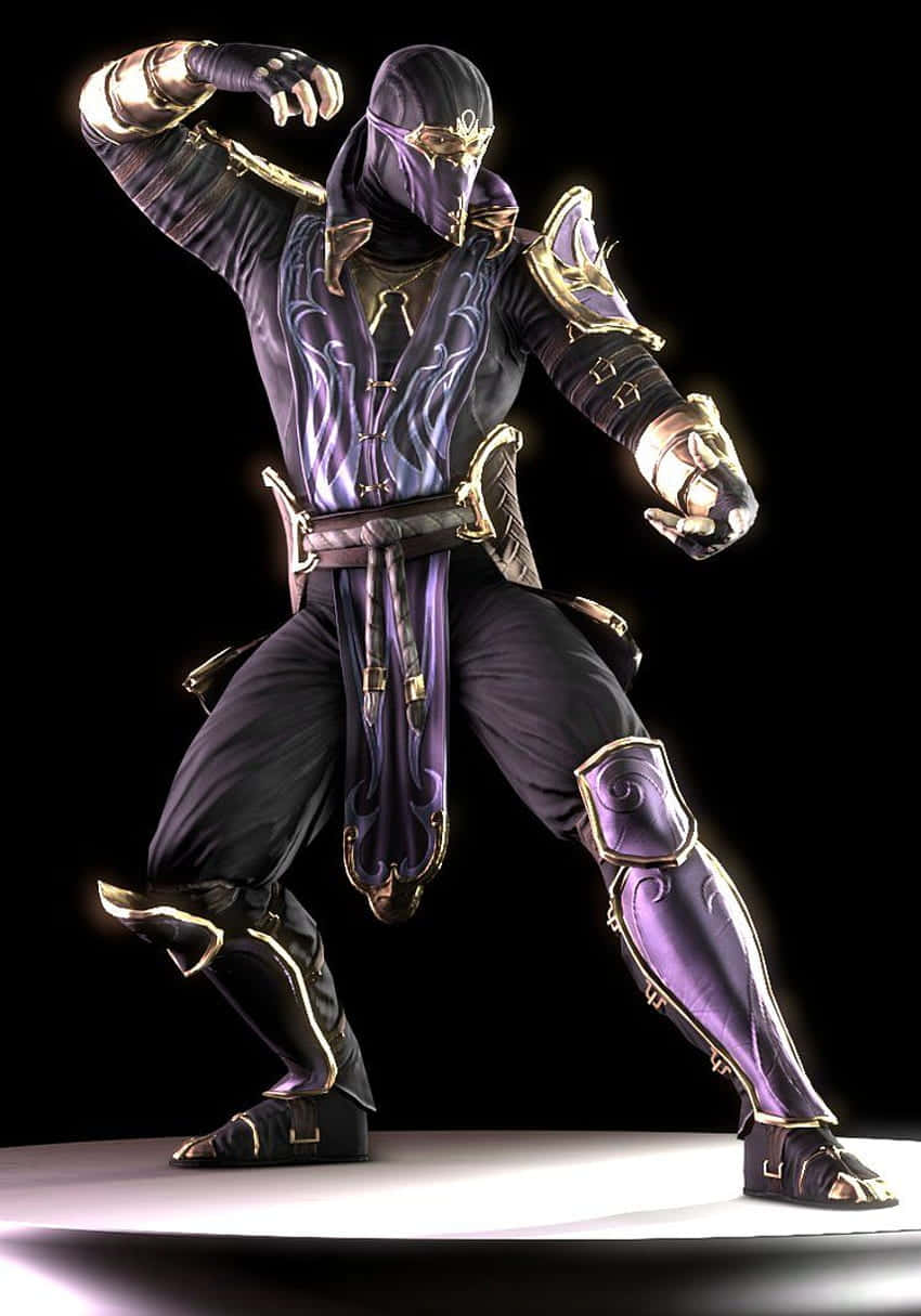 Mortal Kombat, ninja warrior, purple and gold armor, SD Phone Wallpaper