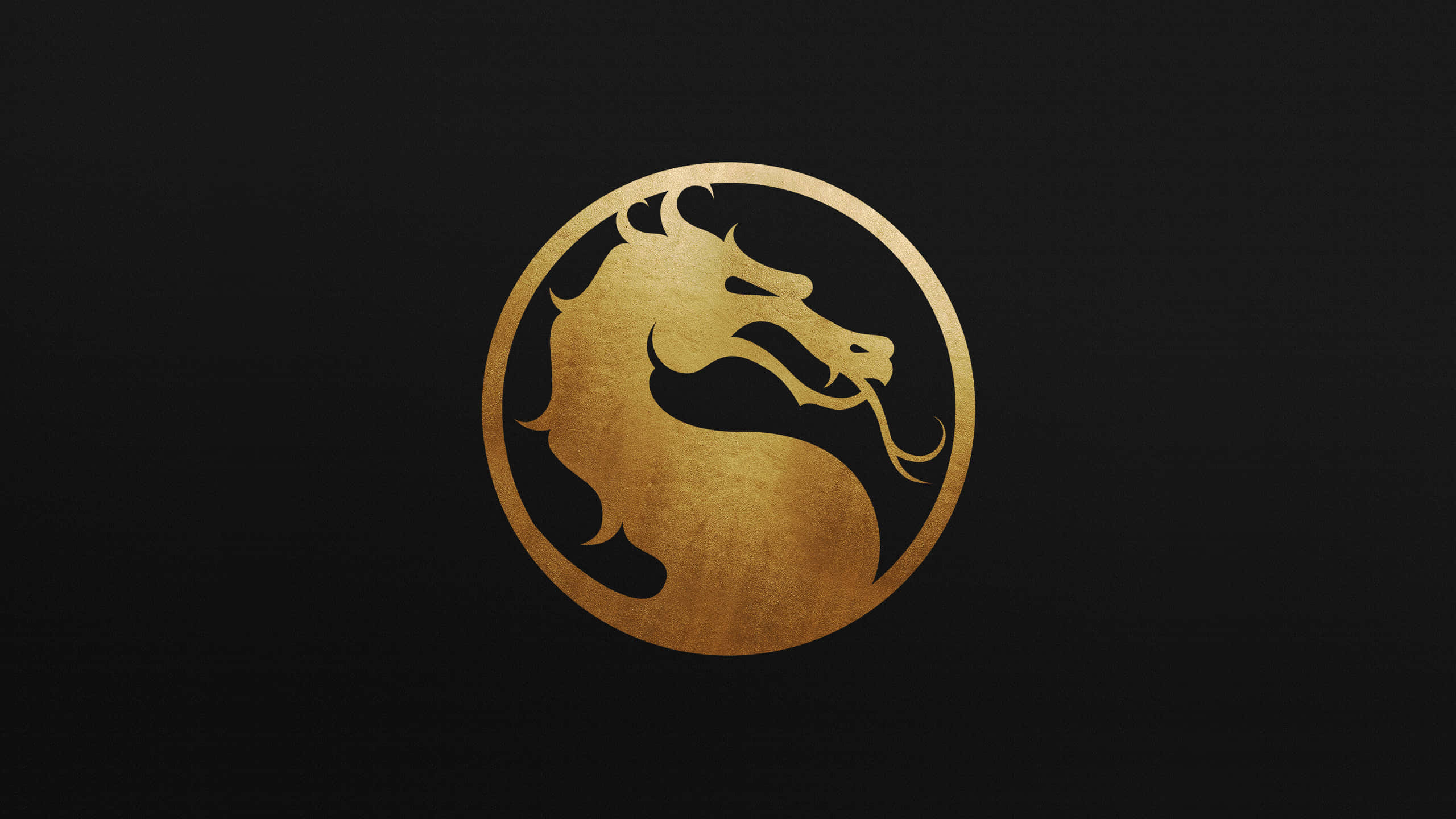 Mortal Kombat, dragon head logo, golden, 2K Desktop Wallpaper
