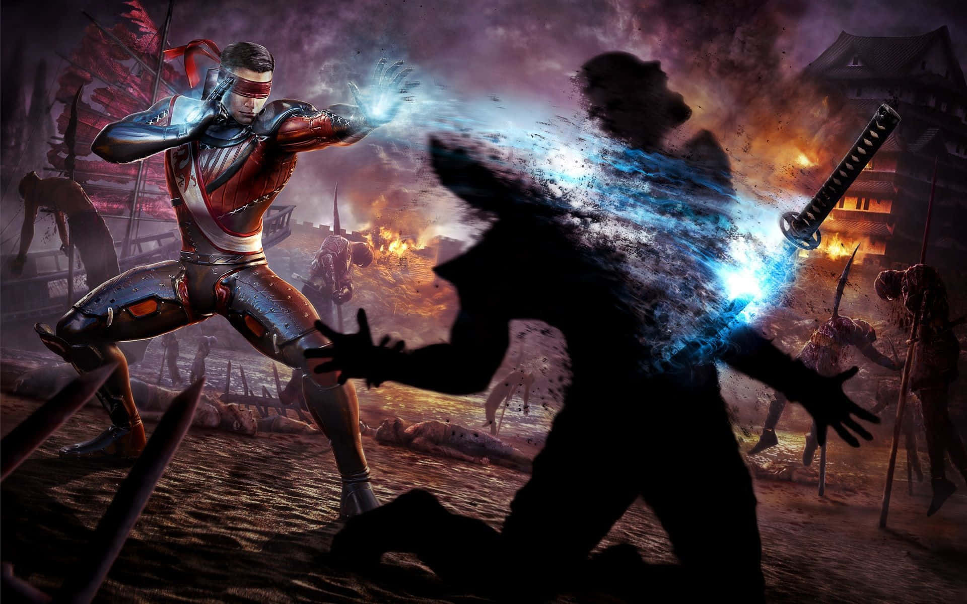 Mortal Kombat Armageddon, fierce battle, red and silver armor, Full HD Desktop Wallpaper