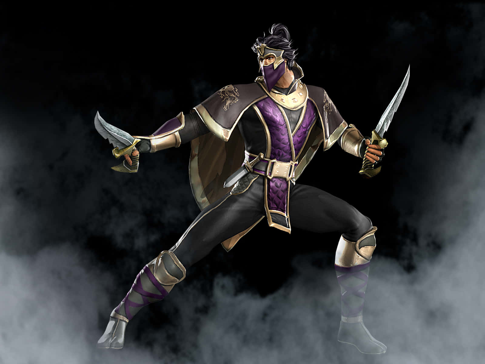 Mortal Kombat Armageddon, ninja warrior, purple and gold armor, HD Desktop Wallpaper
