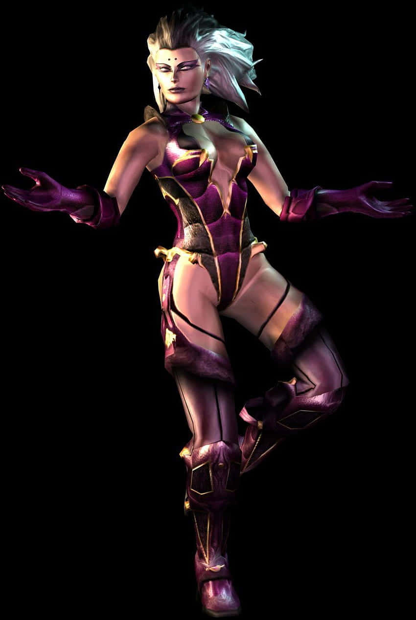 Mortal Kombat Armageddon, female warrior, purple and gold armored bodysuit, SD Phone Wallpaper