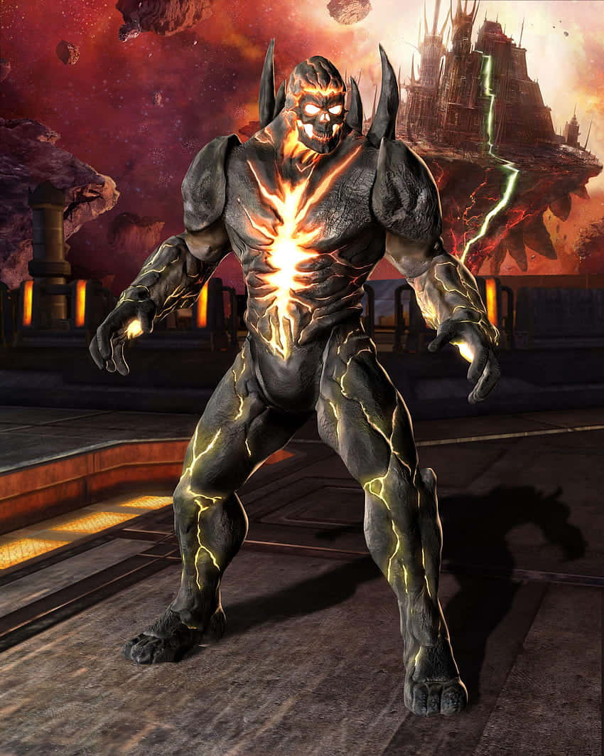 Mortal Kombat Armageddon, demonic figure, glowing yellow lightning veins, SD Phone Wallpaper