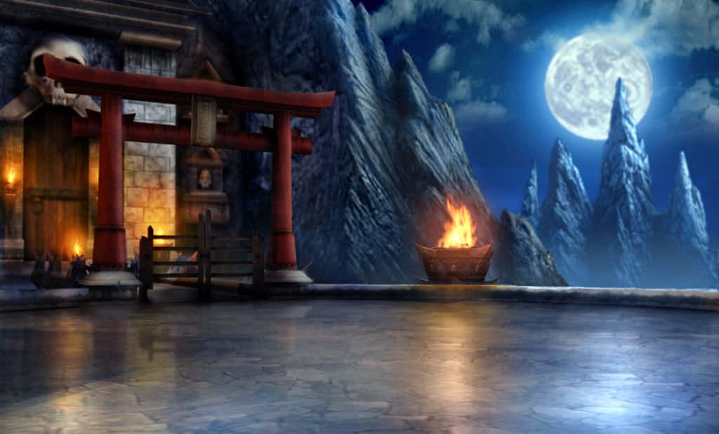 Mortal Kombat Armageddon, temple stage, red torii gate, SD Desktop Wallpaper
