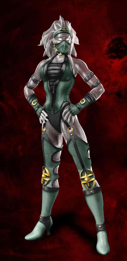 Mortal Kombat Armageddon, female ninja, green and silver armor, SD Phone Wallpaper