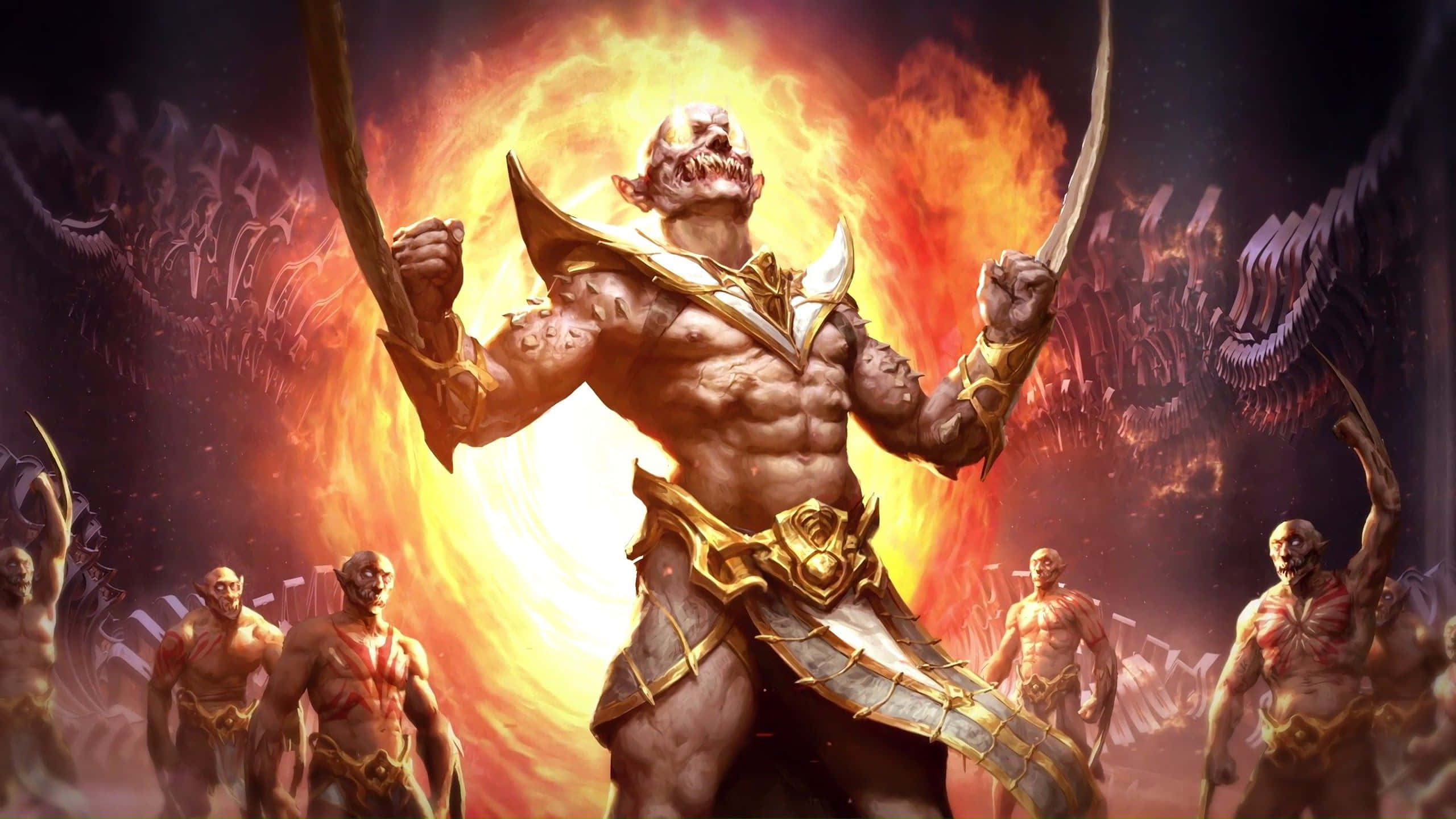 Mortal Kombat Baraka, golden armor, dual blades, 2K Desktop Wallpaper