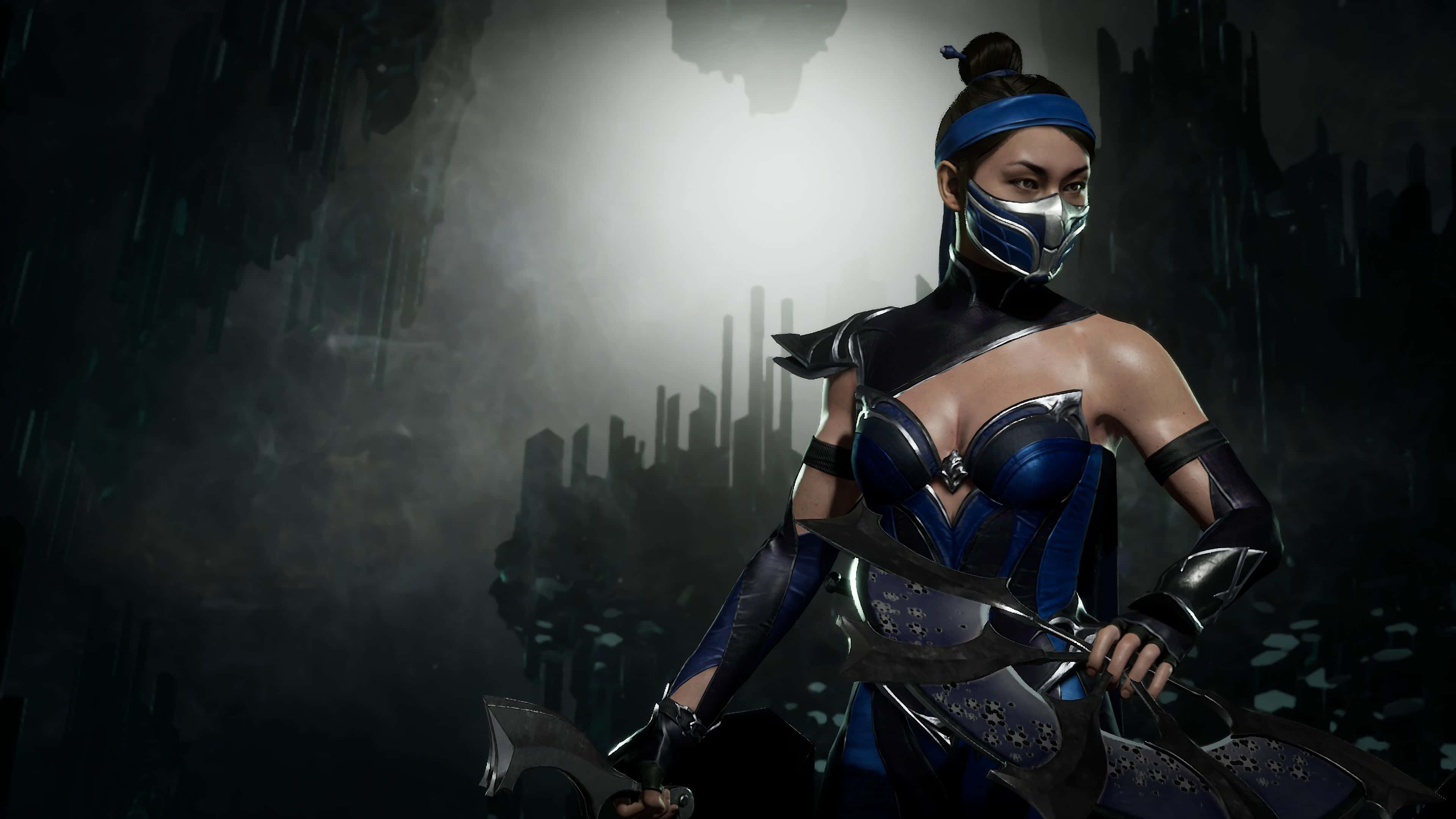 Mortal Kombat Characters, blue and black armor, dual katanas, 4K Desktop Wallpaper