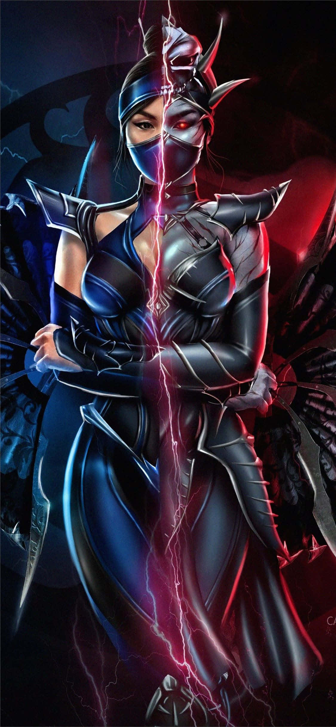 Mortal Kombat Characters, glowing lightning bolt, blue, Full HD Phone Wallpaper