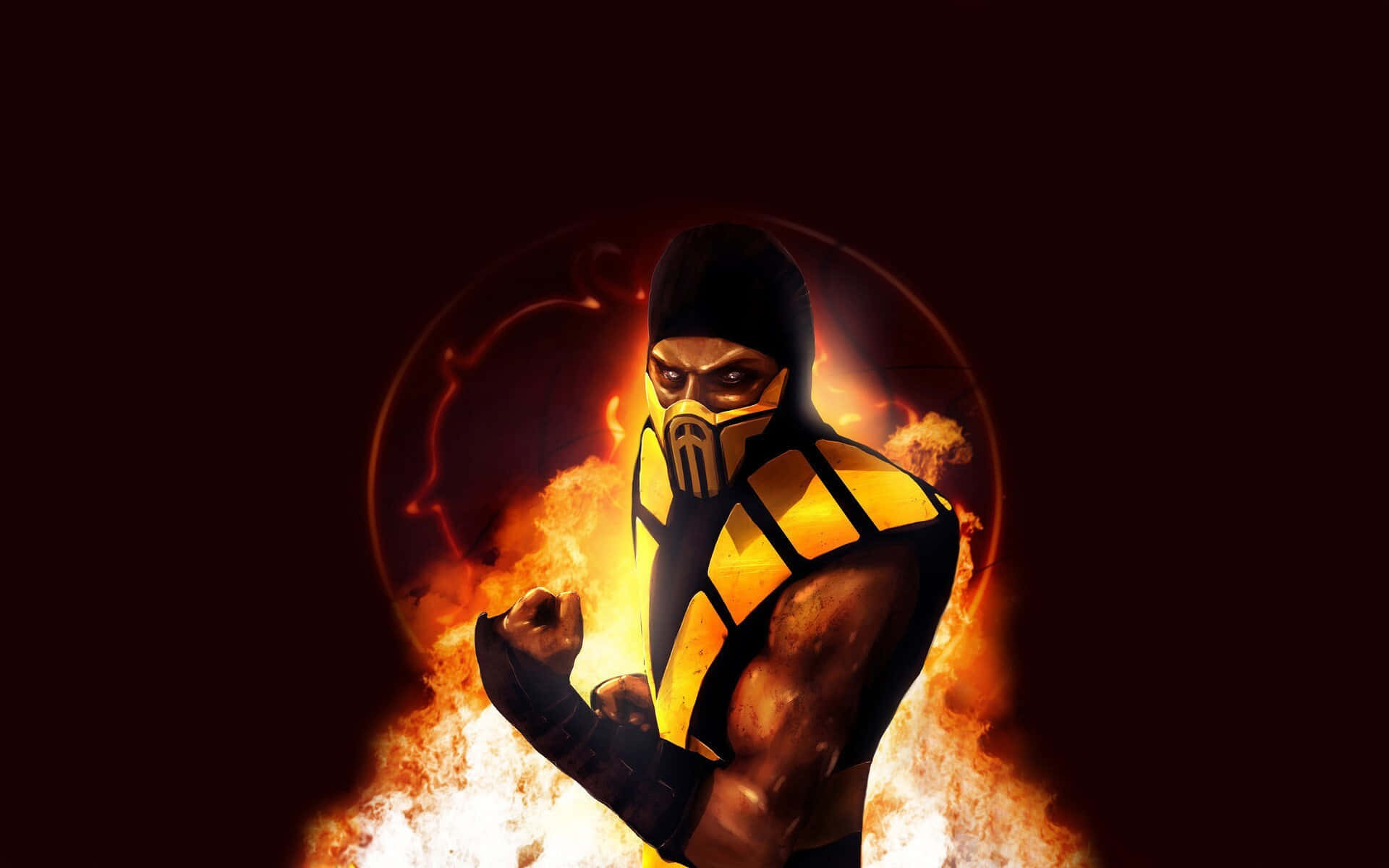 Mortal Kombat Characters, yellow and black armor, masked fighter, Full HD Desktop Wallpaper