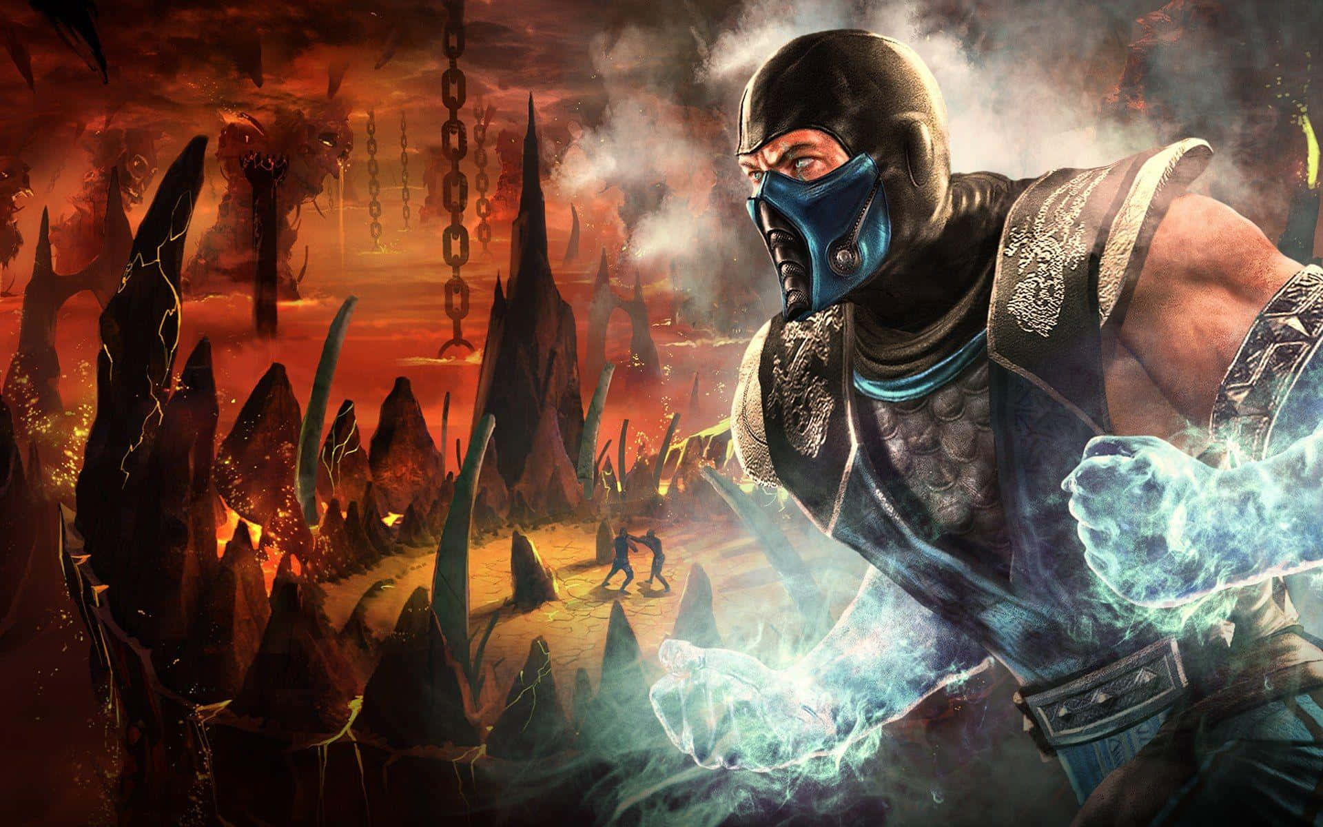 Mortal Kombat Characters, blue armor, glowing energy, Full HD Desktop Wallpaper