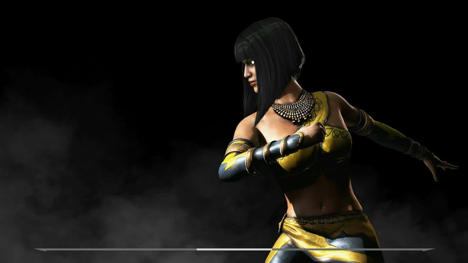 Mortal Kombat, female fighter, gold and black armor, Full HD Desktop Wallpaper