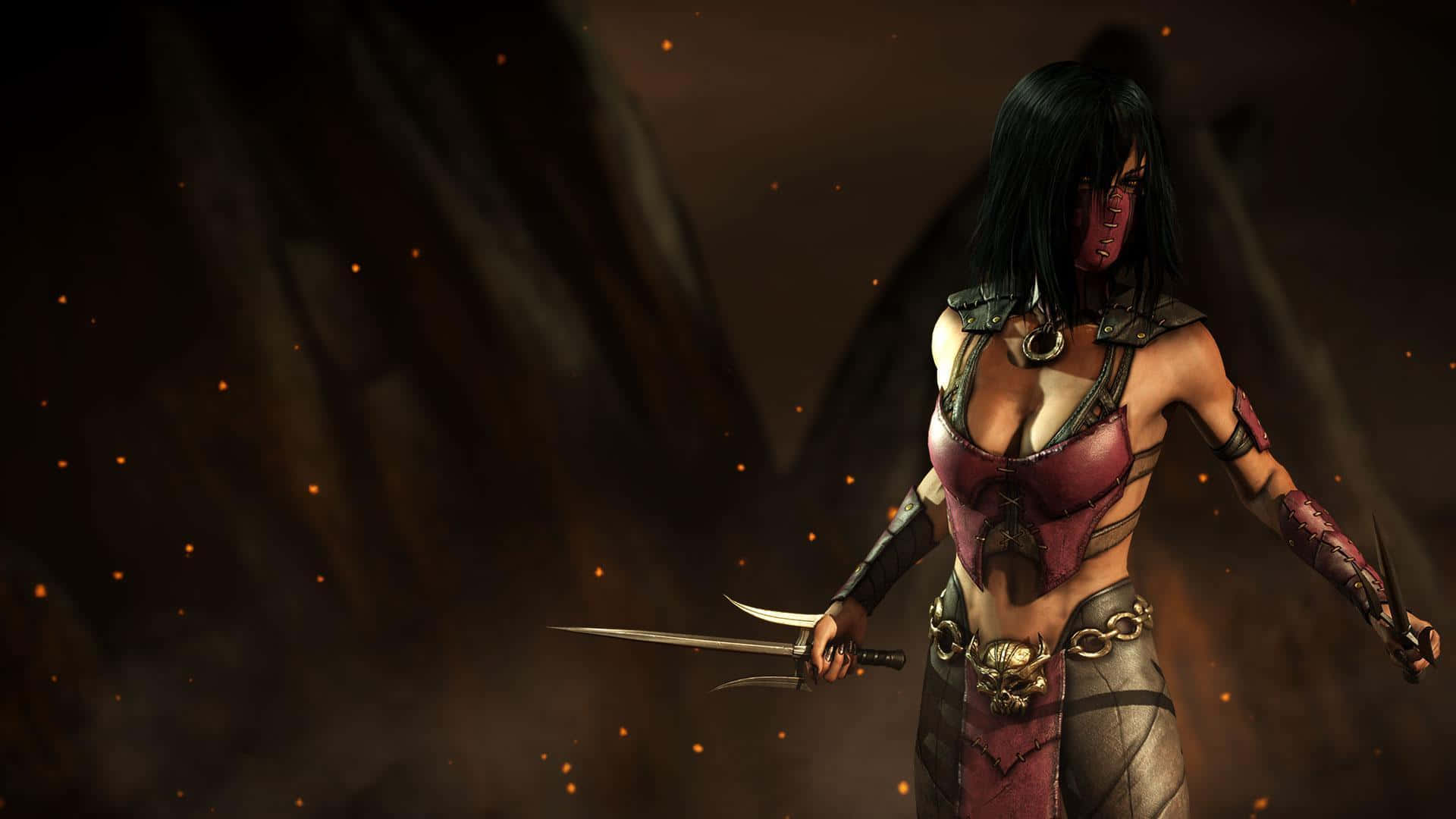 Mortal Kombat Characters, red and black armor, sword, Full HD Desktop Wallpaper