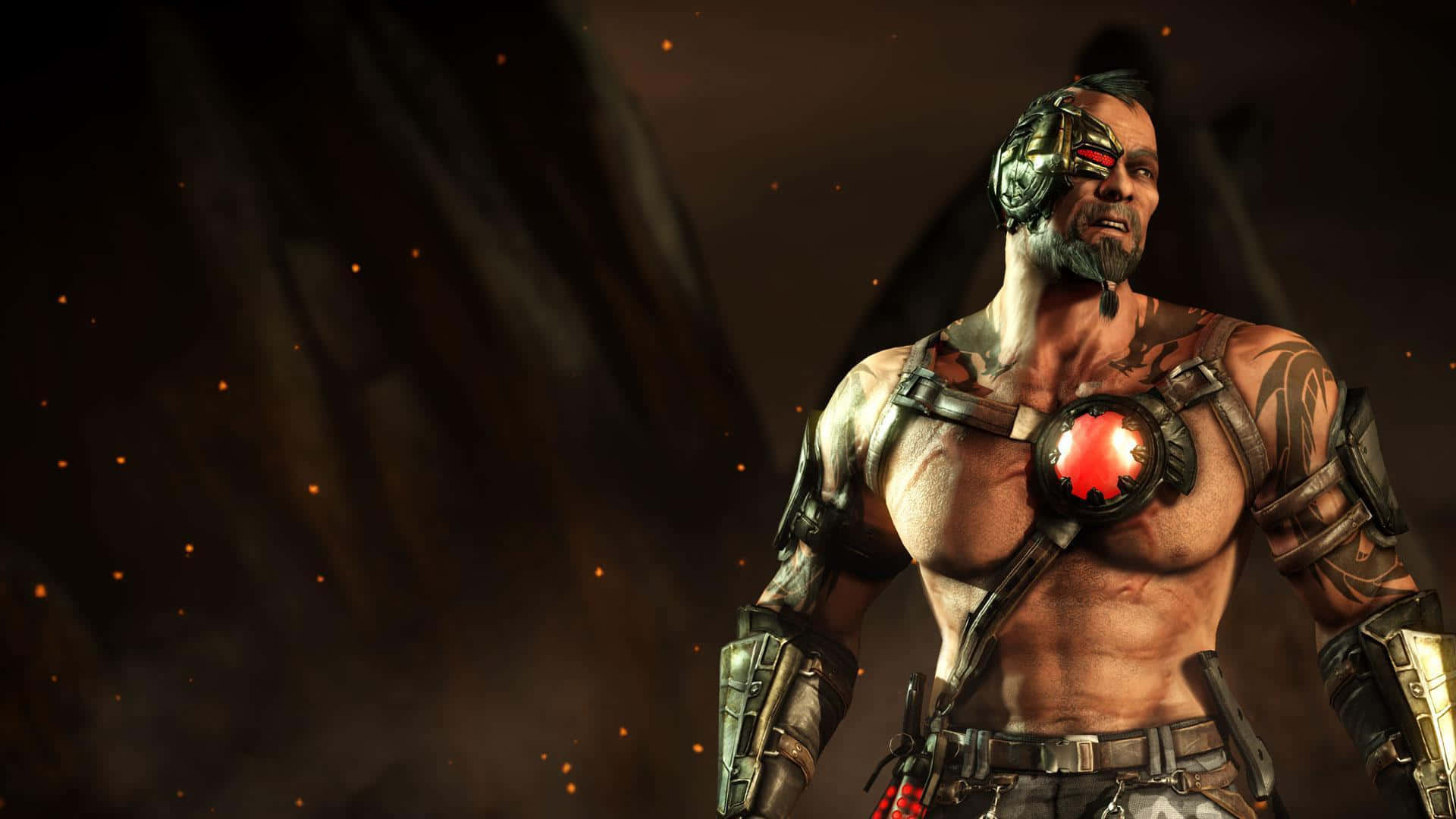 Mortal Kombat Characters, cybernetic warrior, glowing red eye, Full HD Desktop Wallpaper