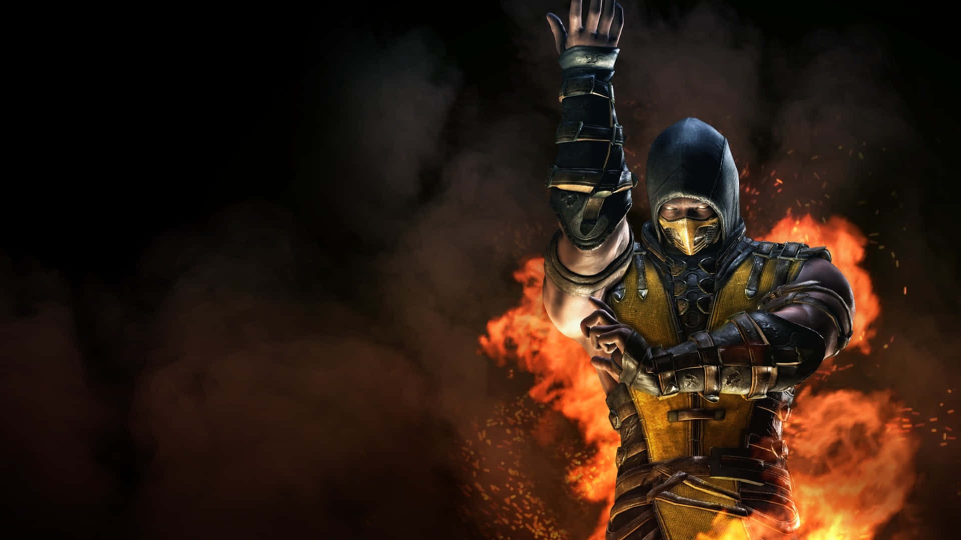 Mortal Kombat Characters, golden armor, masked warrior, Full HD Desktop Wallpaper