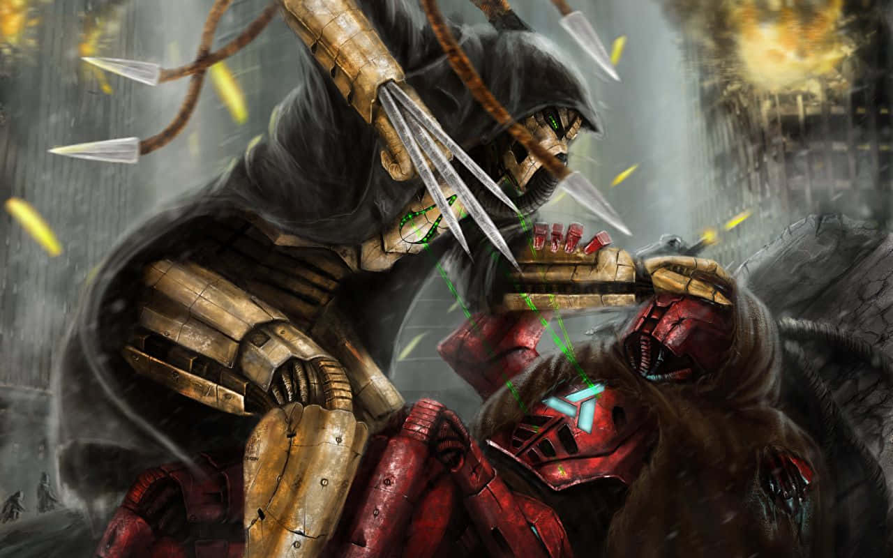 Mortal Kombat, Cyrax, golden armor, HD Desktop Wallpaper