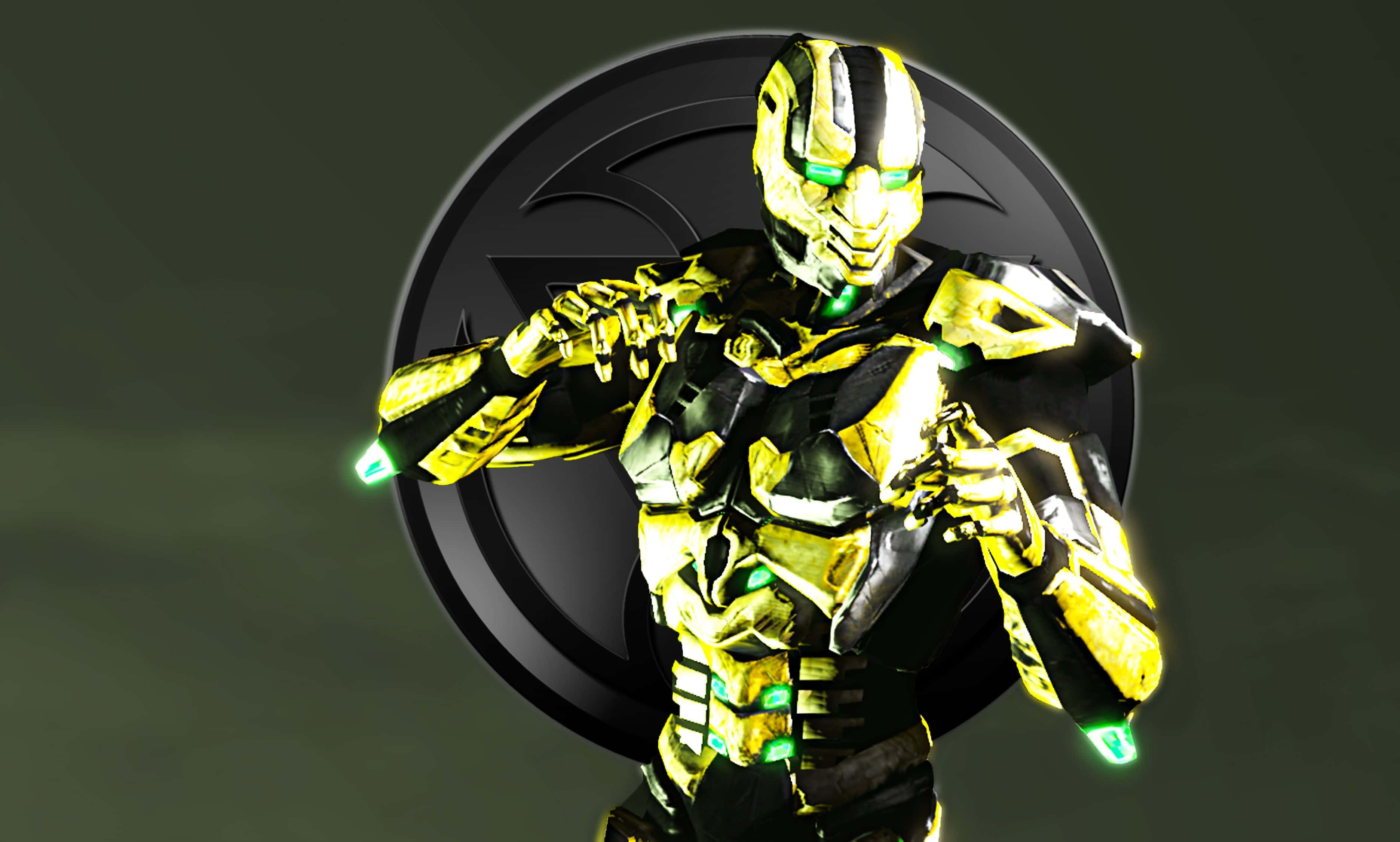 Mortal Kombat, Cyrax, golden armored warrior, 2K Desktop Wallpaper
