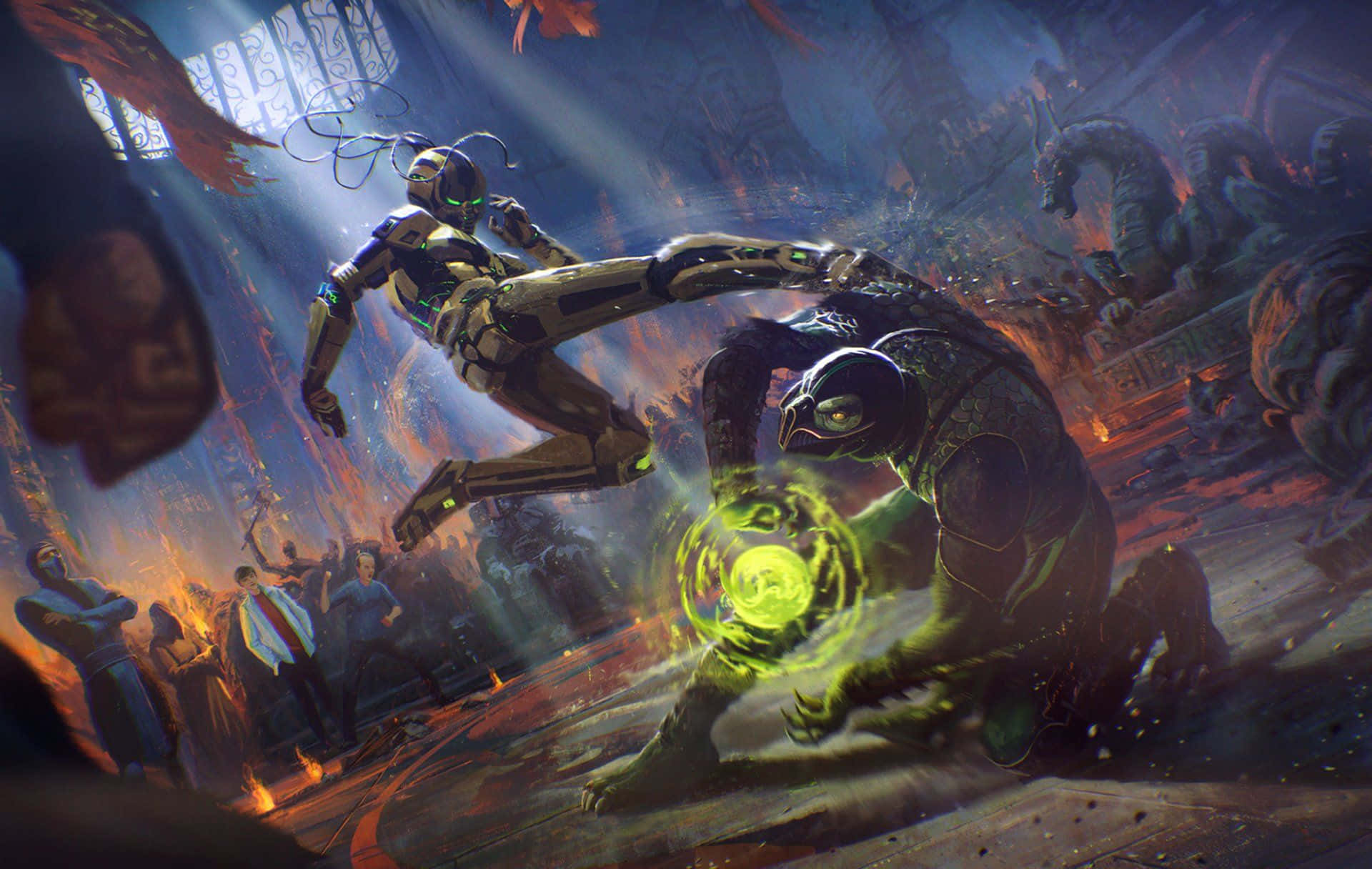Mortal Kombat, Cyrax, glowing green energy orb, Full HD Desktop Wallpaper