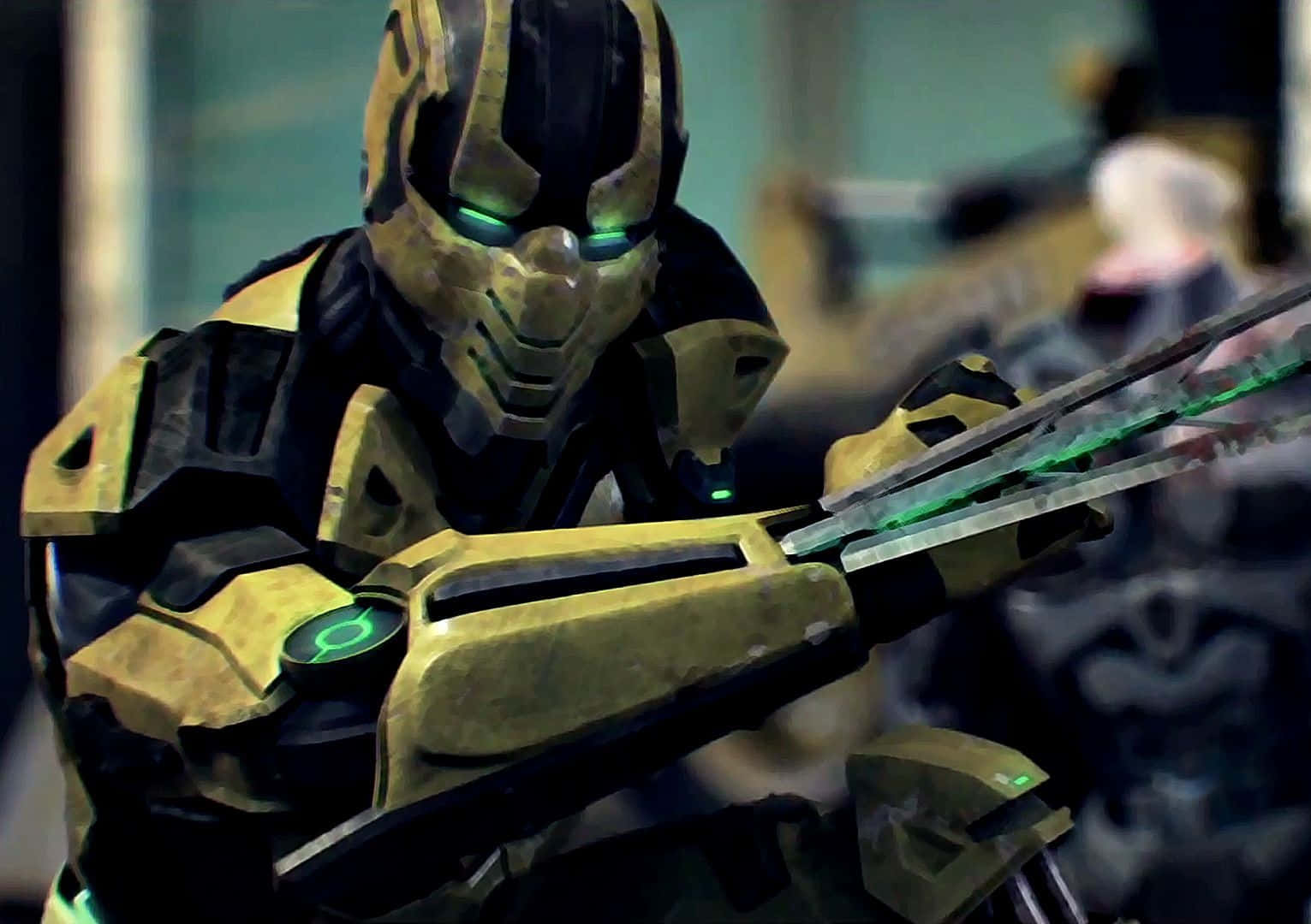 Mortal Kombat, Cyrax, gold and black armor, HD Desktop Wallpaper