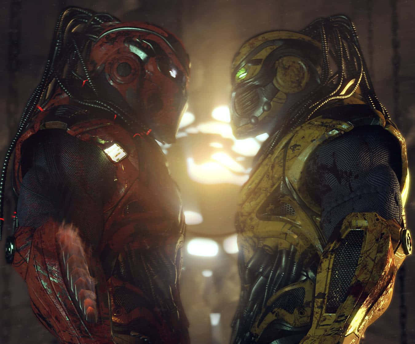 Mortal Kombat, Cyrax, red and gold suits, HD Desktop Wallpaper