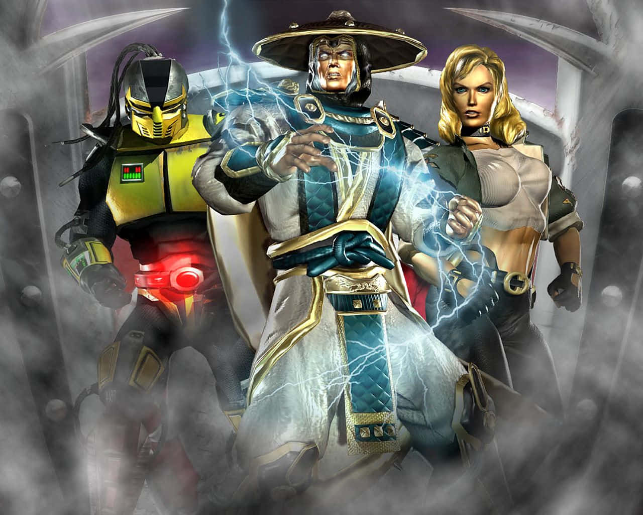 Mortal Kombat, Cyrax, electric energy, HD Desktop Wallpaper