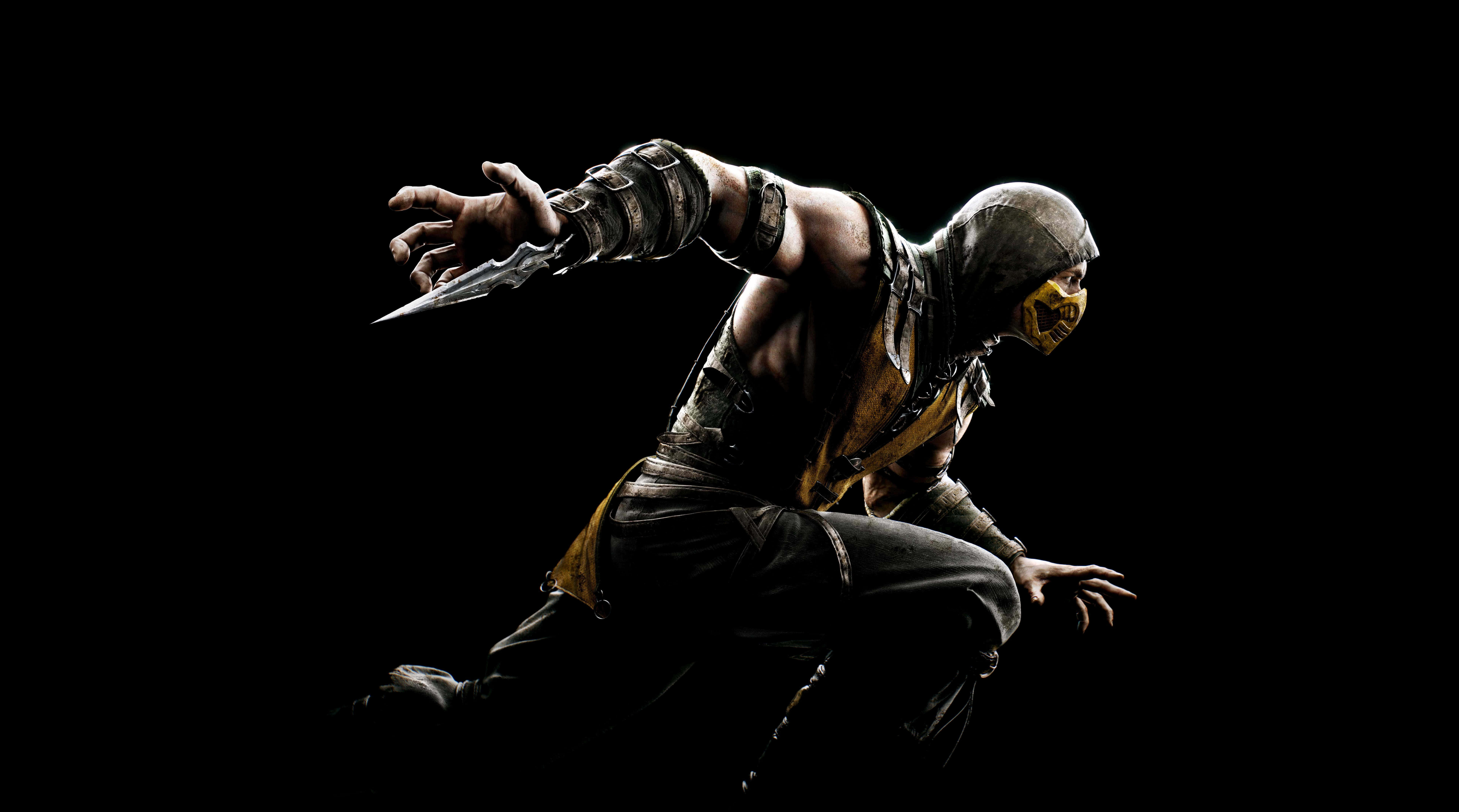 Mortal Kombat Fatality, muscular masked warrior, dark armor, 8K Desktop Wallpaper