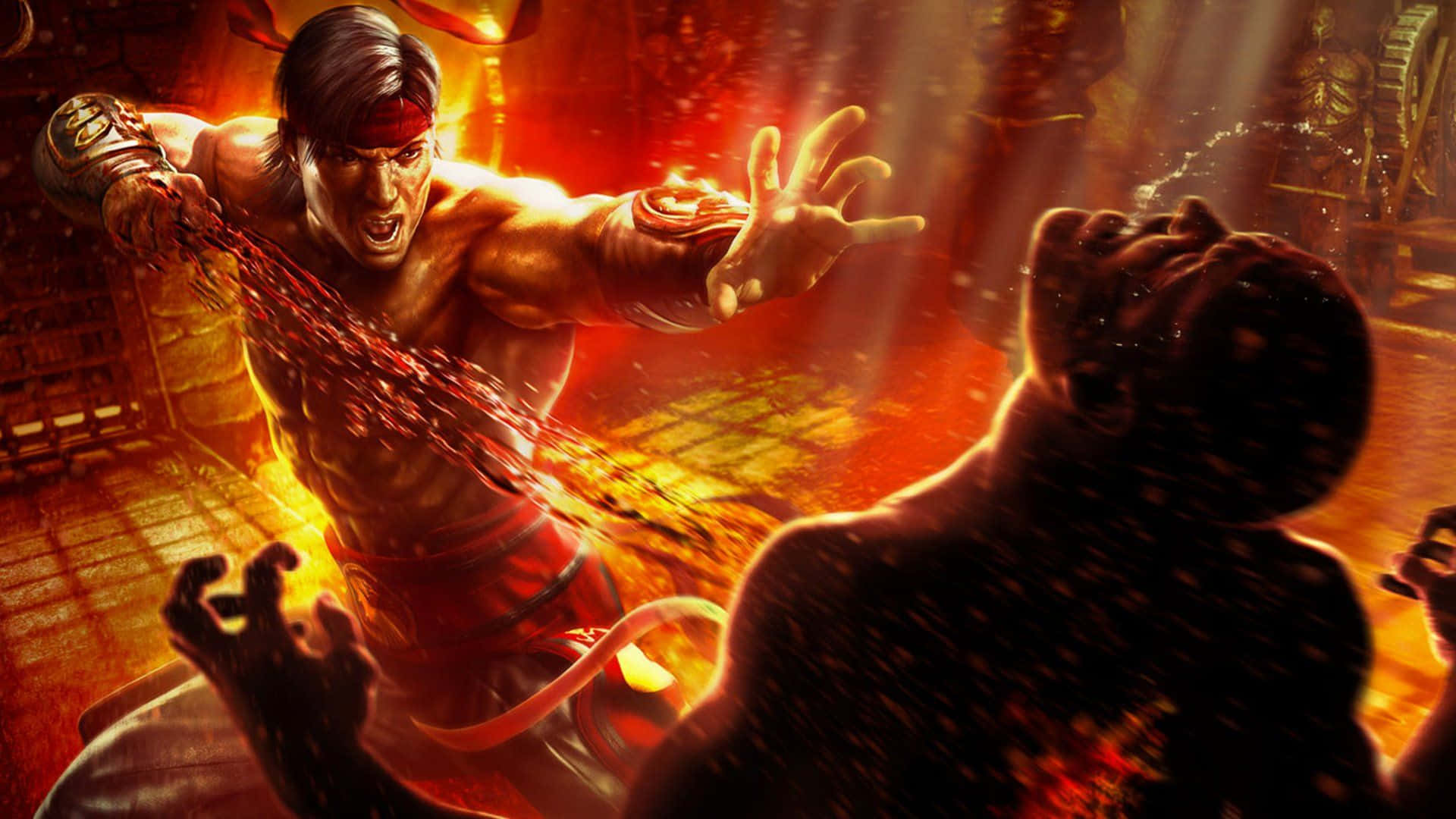 Mortal Kombat, Fatality, fiery chain attack, Full HD Desktop Wallpaper