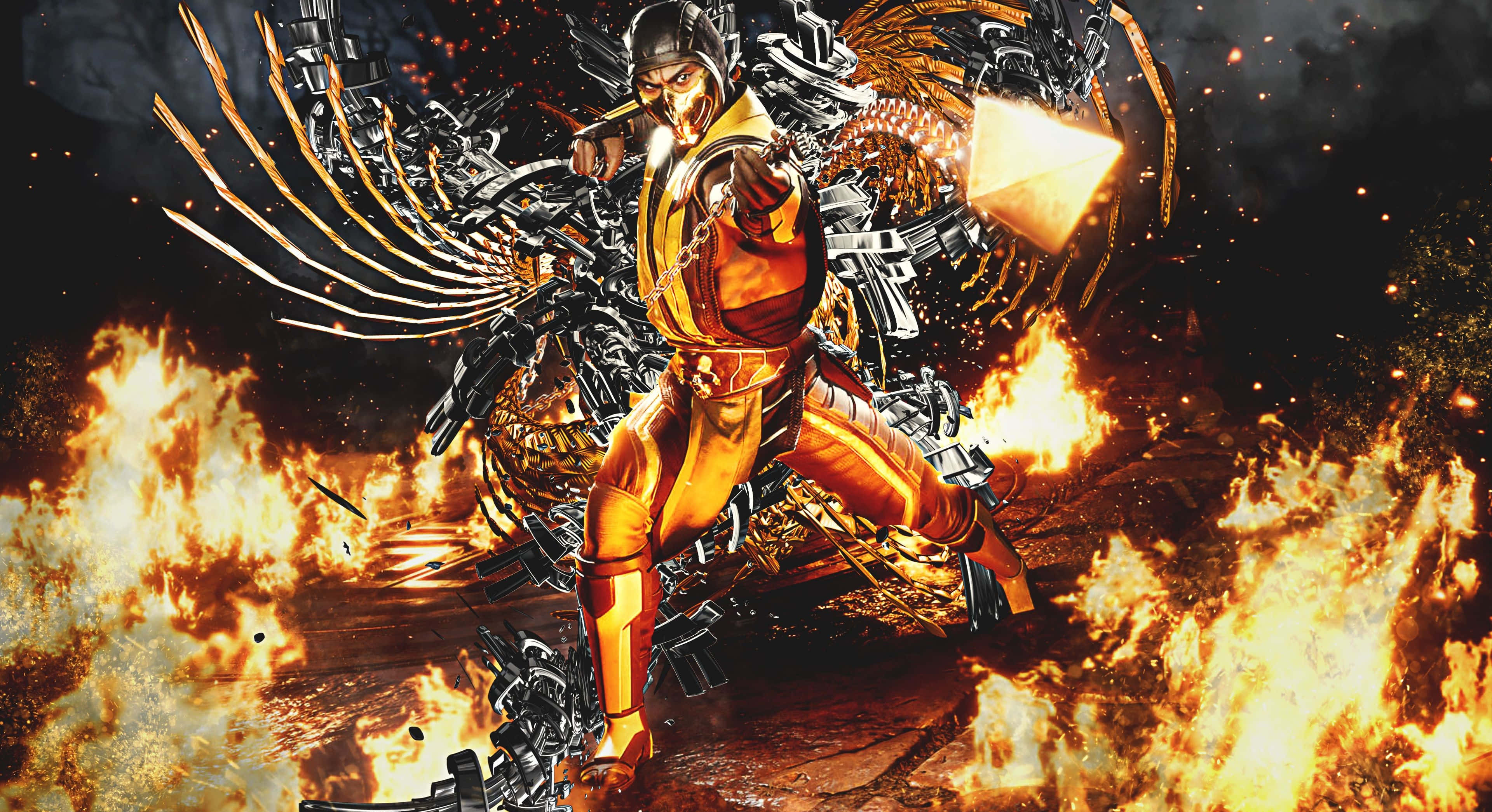 Mortal Kombat, Fatality, mechanical wings, 4K Desktop Wallpaper