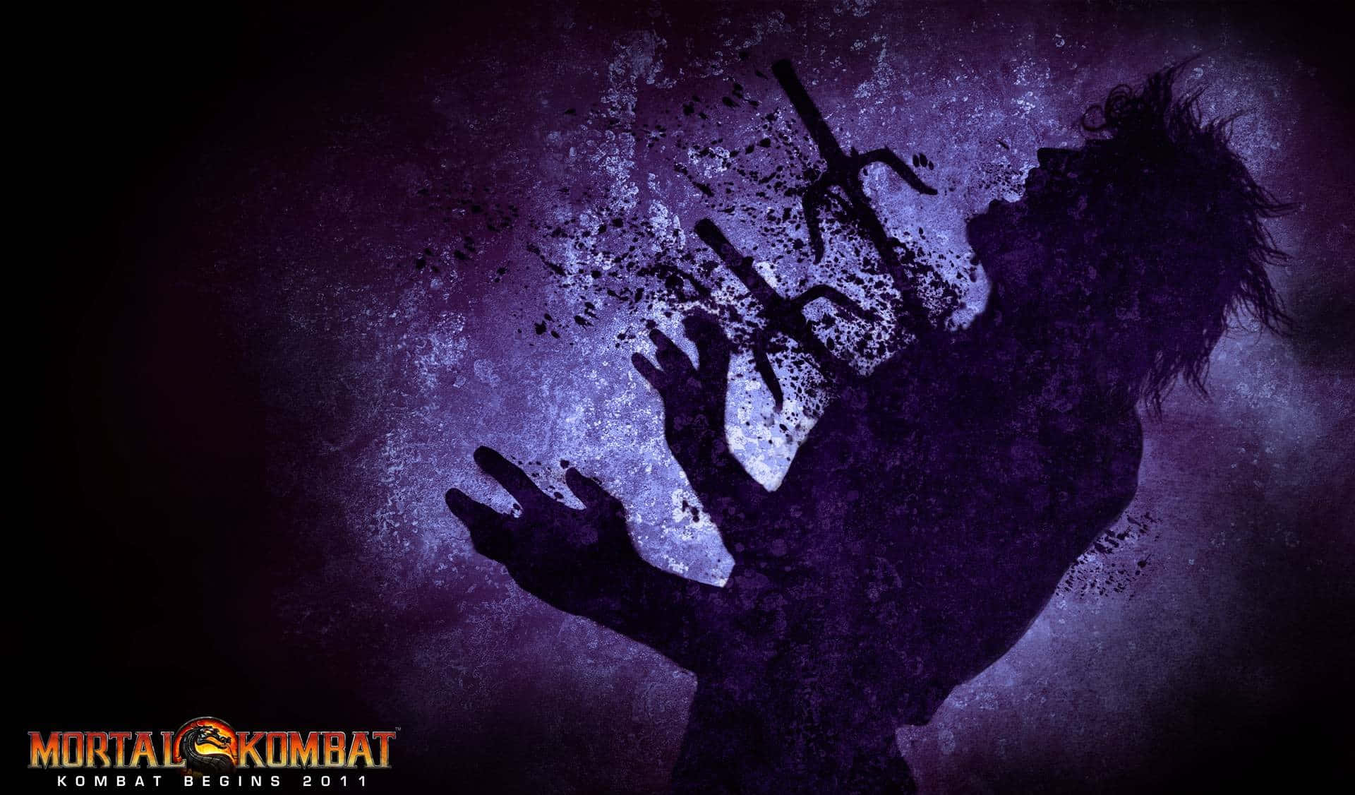 Mortal Kombat Fatality, Mortal Kombat logo, dark purple silhouette, Full HD Desktop Wallpaper