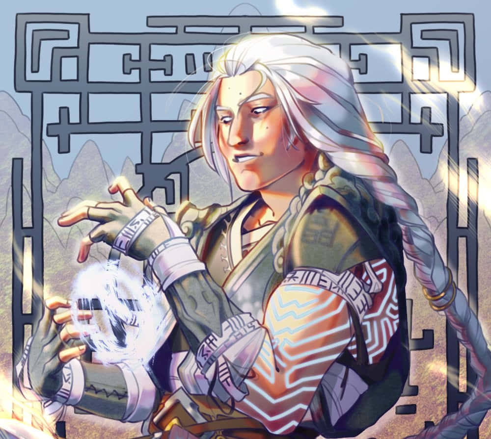 Mortal Kombat Fujin, silver-haired anime mage, ornate armor, SD Desktop Wallpaper