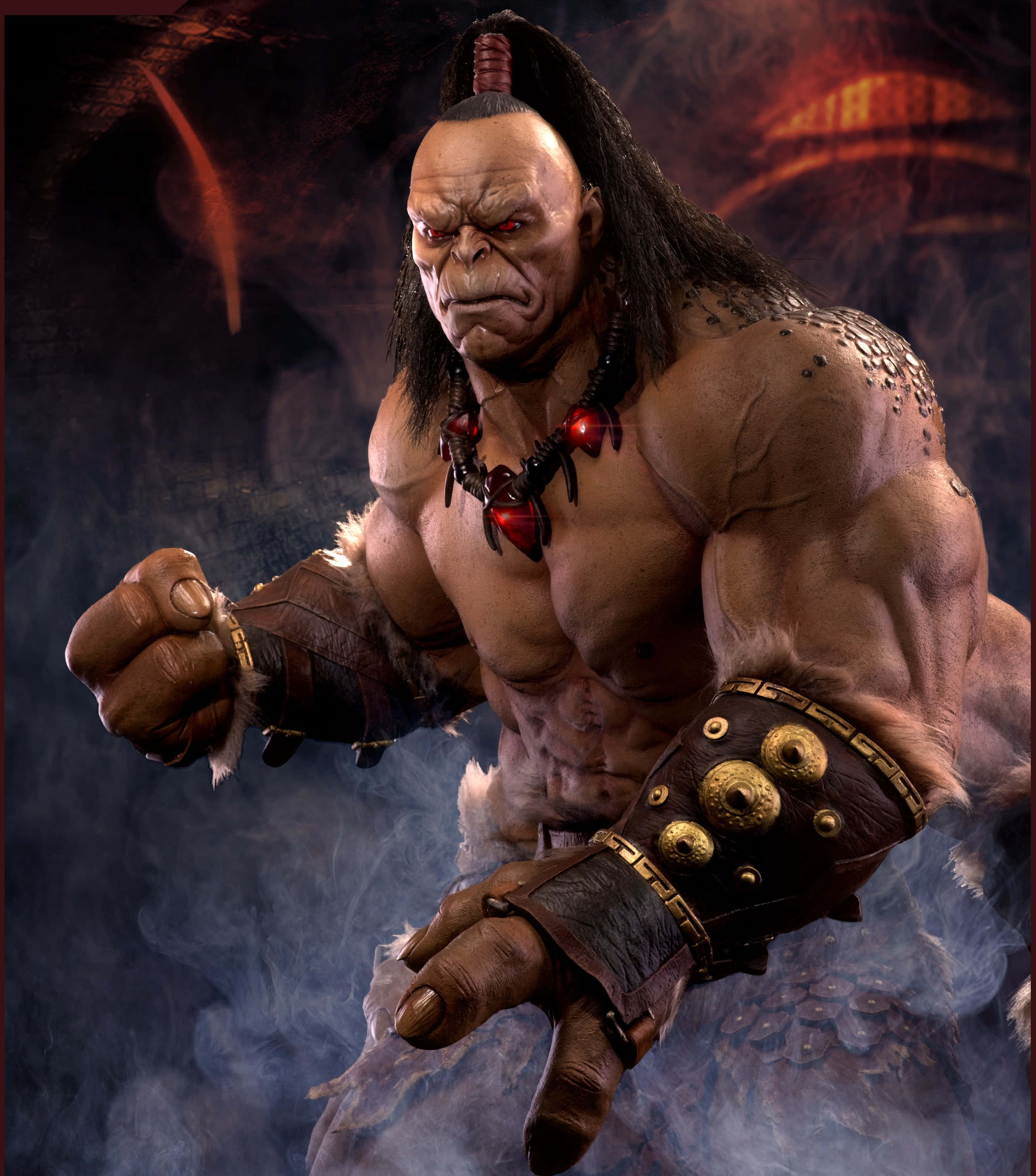 Mortal Kombat Goro, red eyes, tribal gear, 2K Phone Wallpaper