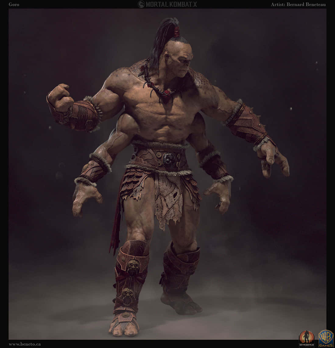 Goro, Mortal Kombat X, muscular, SD Phone Wallpaper