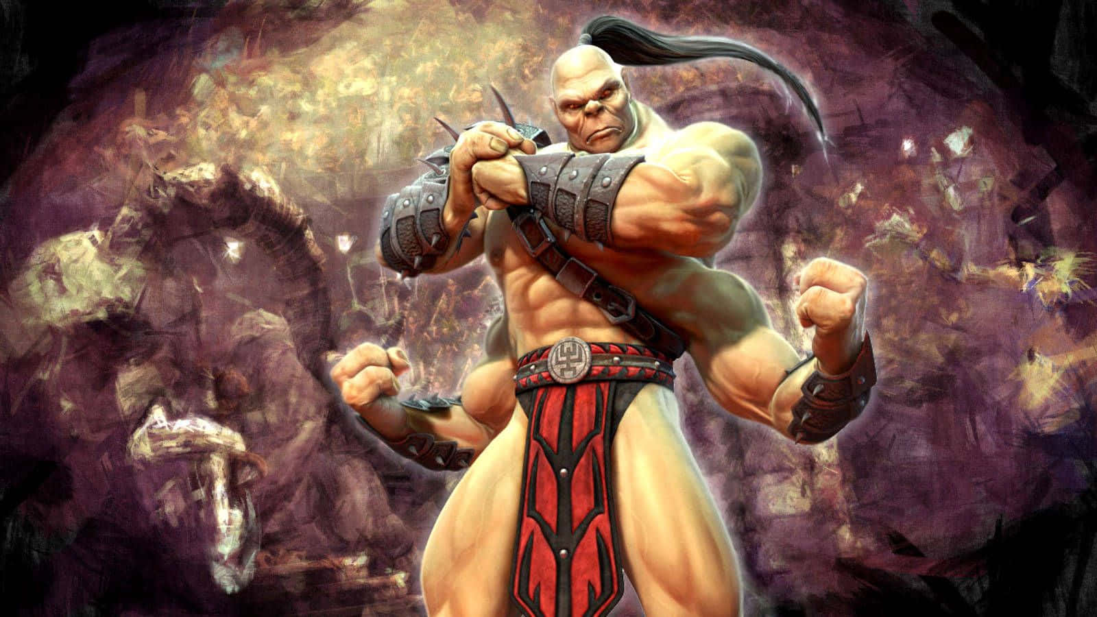 Mortal Kombat Goro, red and black armor, long black ponytail, HD Desktop Wallpaper