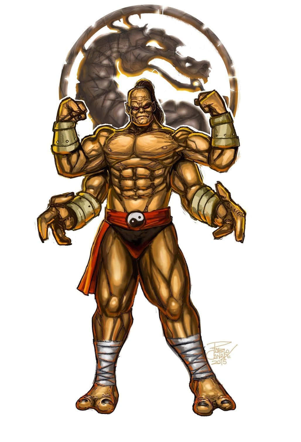 Mortal Kombat Goro, four-armed Shokan warrior, golden-skinned, HD Phone Wallpaper
