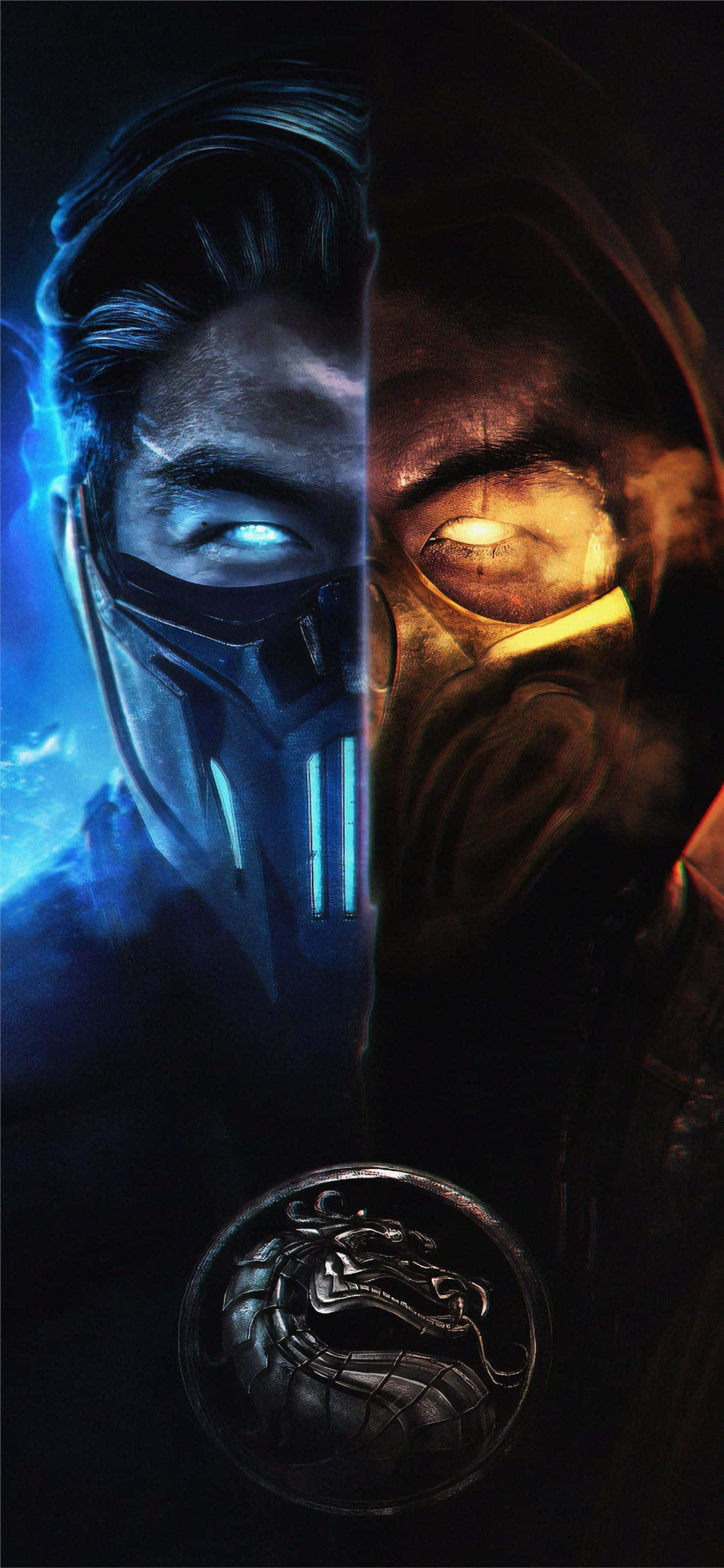 Mortal Kombat, iPhone, glowing blue, Full HD Phone Wallpaper