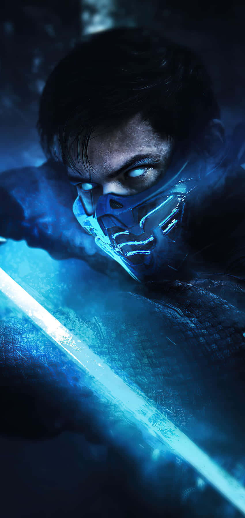 Mortal Kombat, blue eyes, sword, HD Phone Wallpaper