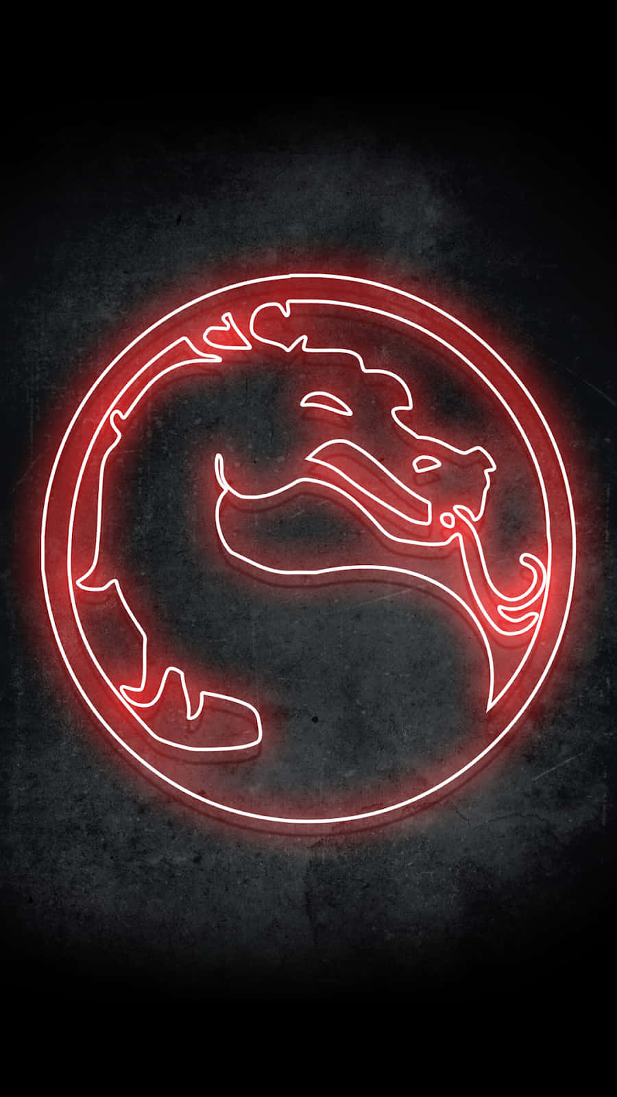 Mortal Kombat, dragon logo, glowing red neon outline, HD Phone Wallpaper