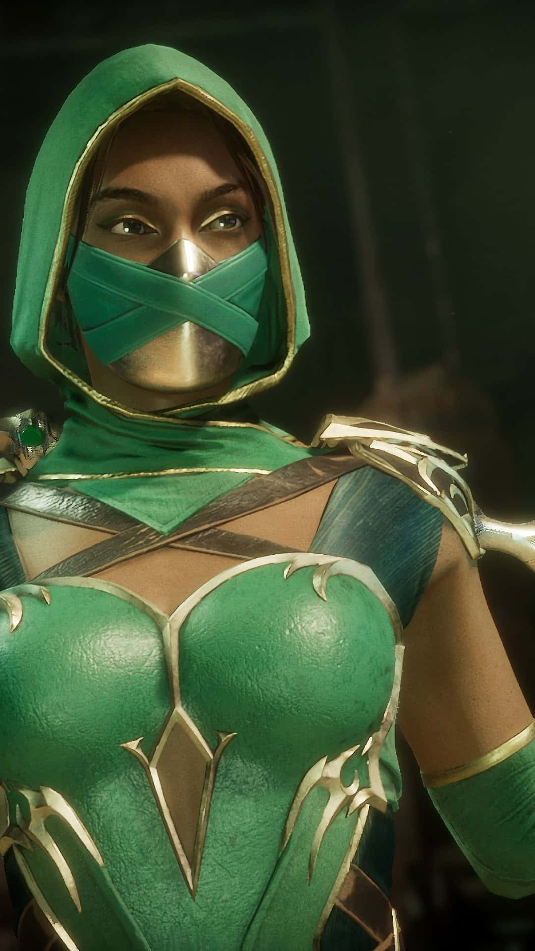 Mortal Kombat Jade, green hooded armor, gold accents, Full HD Phone Wallpaper